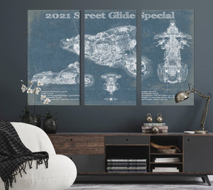 Cutler West 2021 Street Glide Special Blueprint Motorcycle Patent Print
