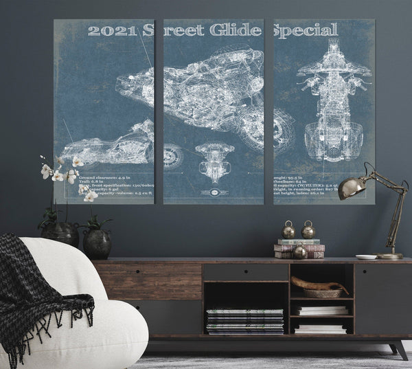Cutler West 2021 Street Glide Special Blueprint Motorcycle Patent Print