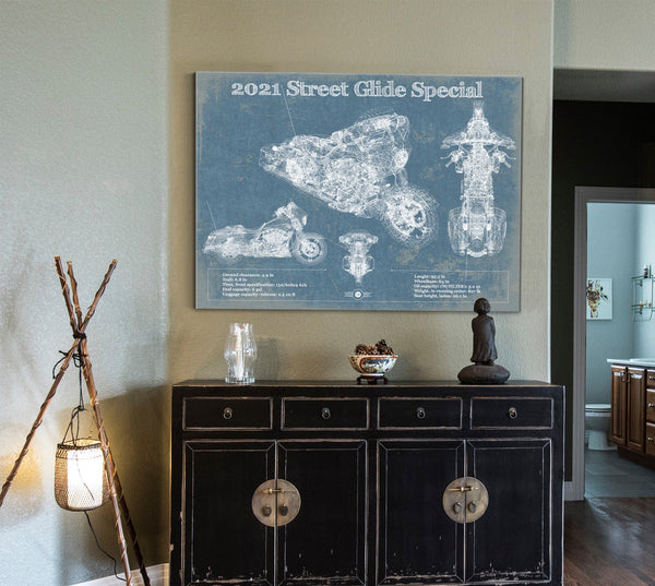 Cutler West 2021 Street Glide Special Blueprint Motorcycle Patent Print