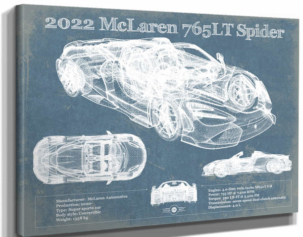 Cutler West 2022 McLaren 765LT Spider Blueprint Vintage Auto Print