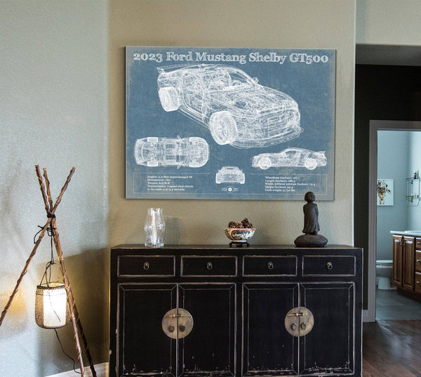 Cutler West 2023 Ford Mustang Shelby GT500 Blueprint Vintage Auto Print