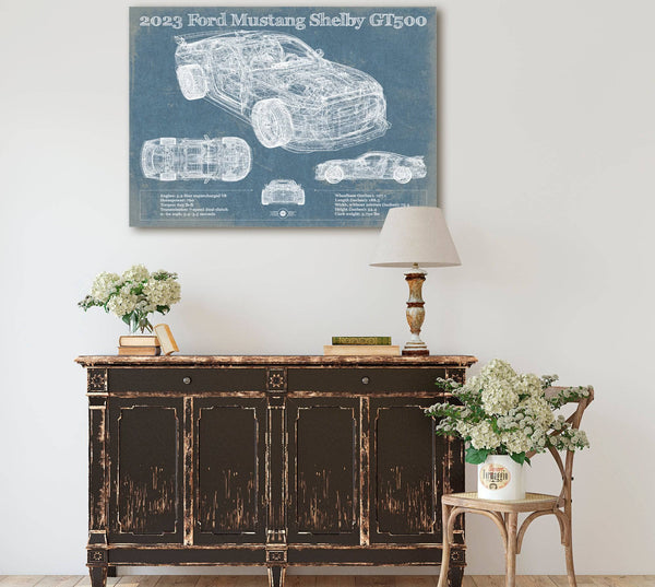 Cutler West 2023 Ford Mustang Shelby GT500 Blueprint Vintage Auto Print