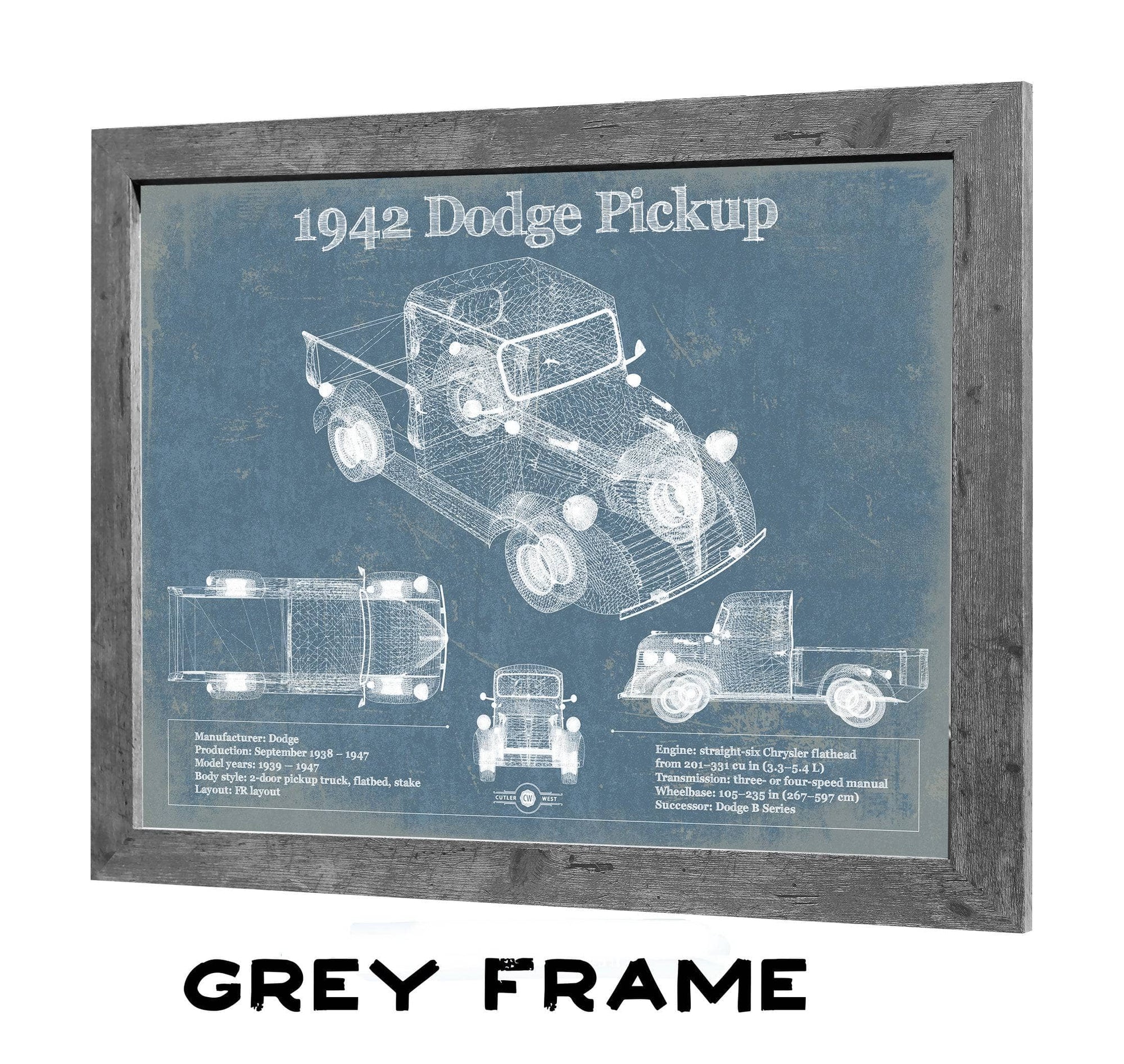 1942 Dodge Pickup Vintage Blueprint Auto Print