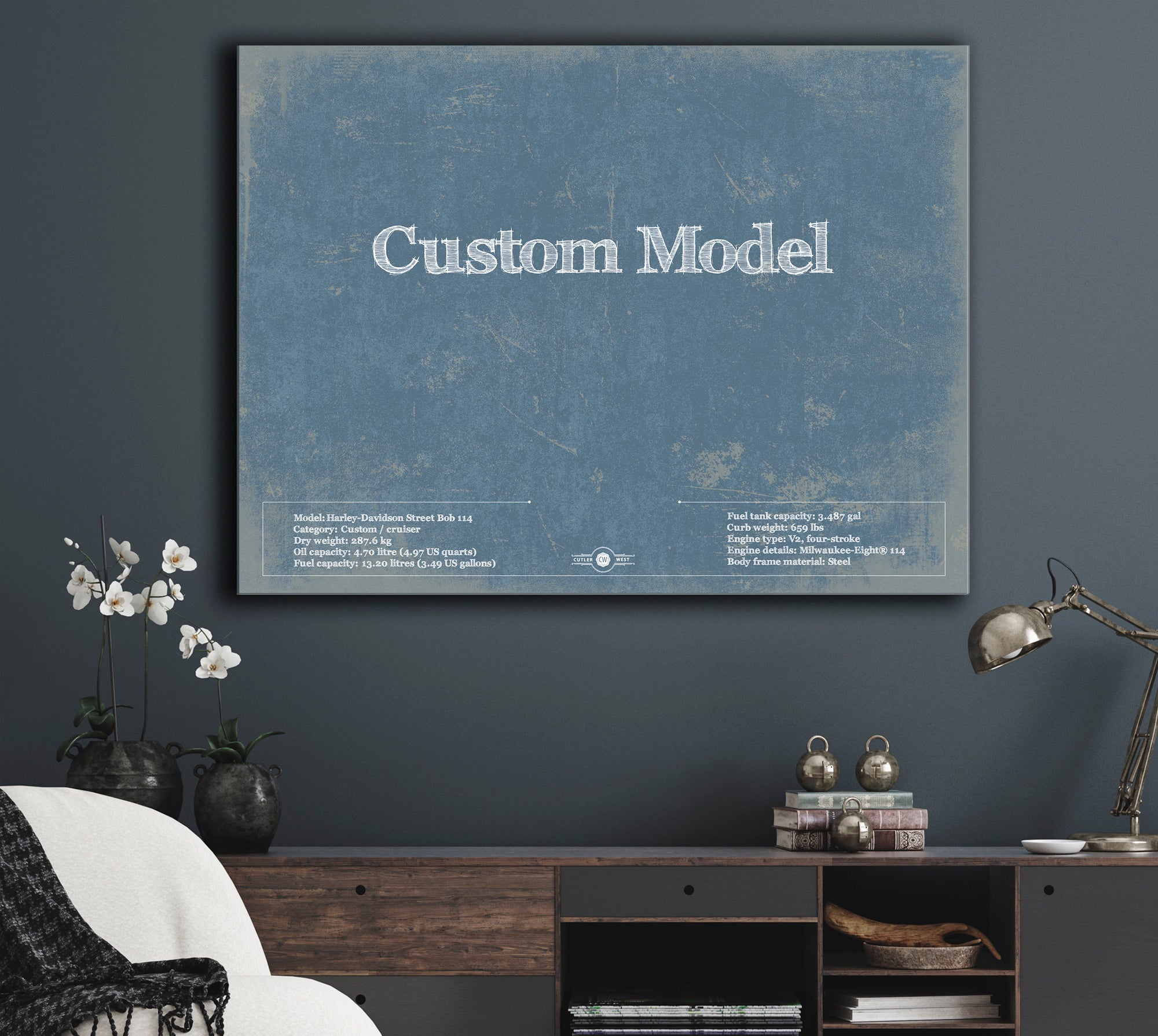 Custom Model Print, Gifts for Him, Original Blueprint Canvas, Framed, or Unframed Art