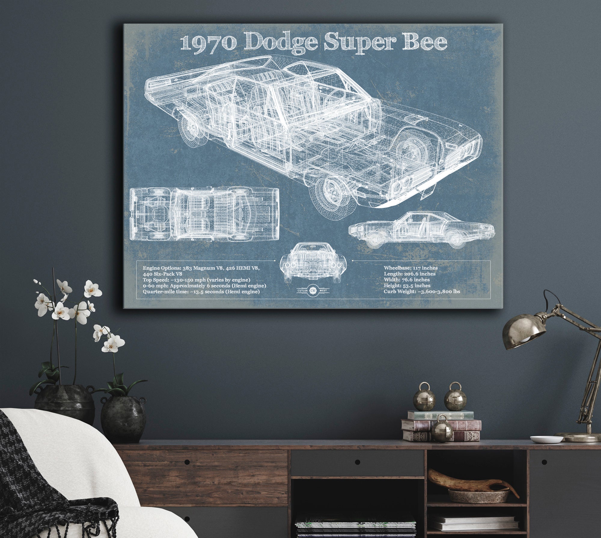 1970 Dodge Super Bee Vintage Blueprint Auto Print