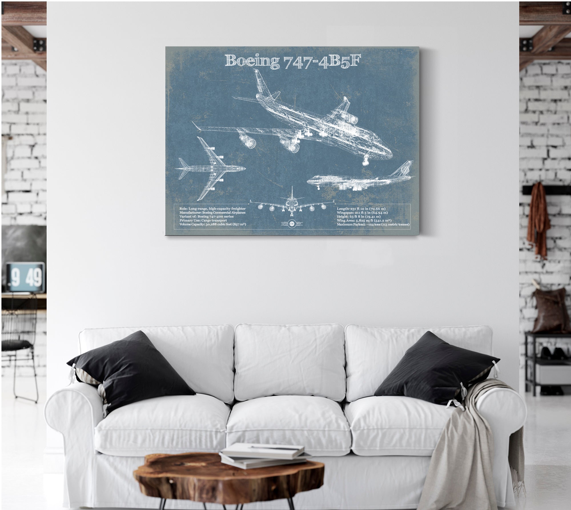 Boeing 747-4B5F Vintage Aviation Blueprint Print - Custom Pilot Name Can Be Added