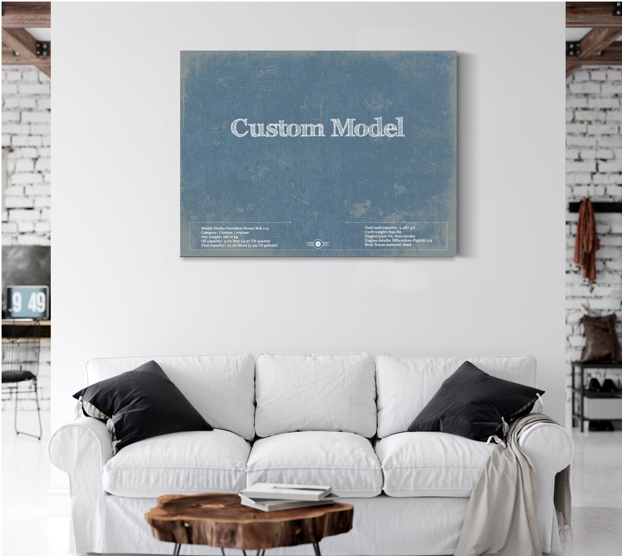 Custom Model Print, Gifts for Him, Original Blueprint Canvas, Framed, or Unframed Art