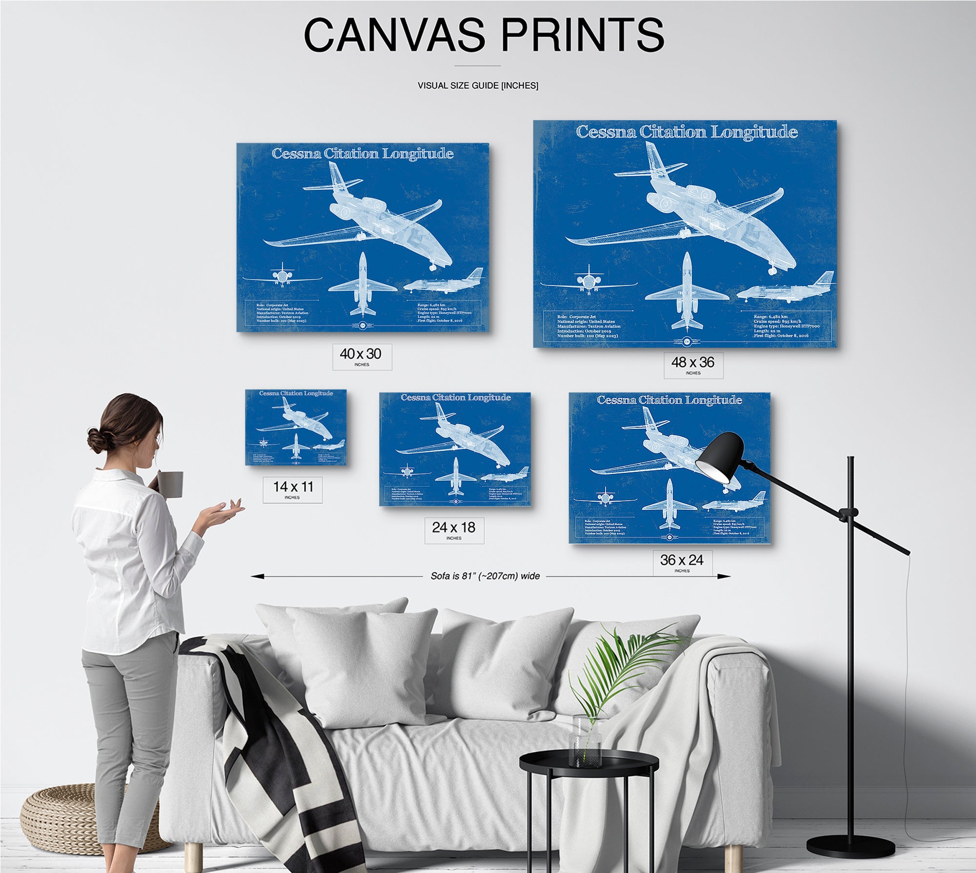 Cessna Citation Longitude Original Blueprint Art