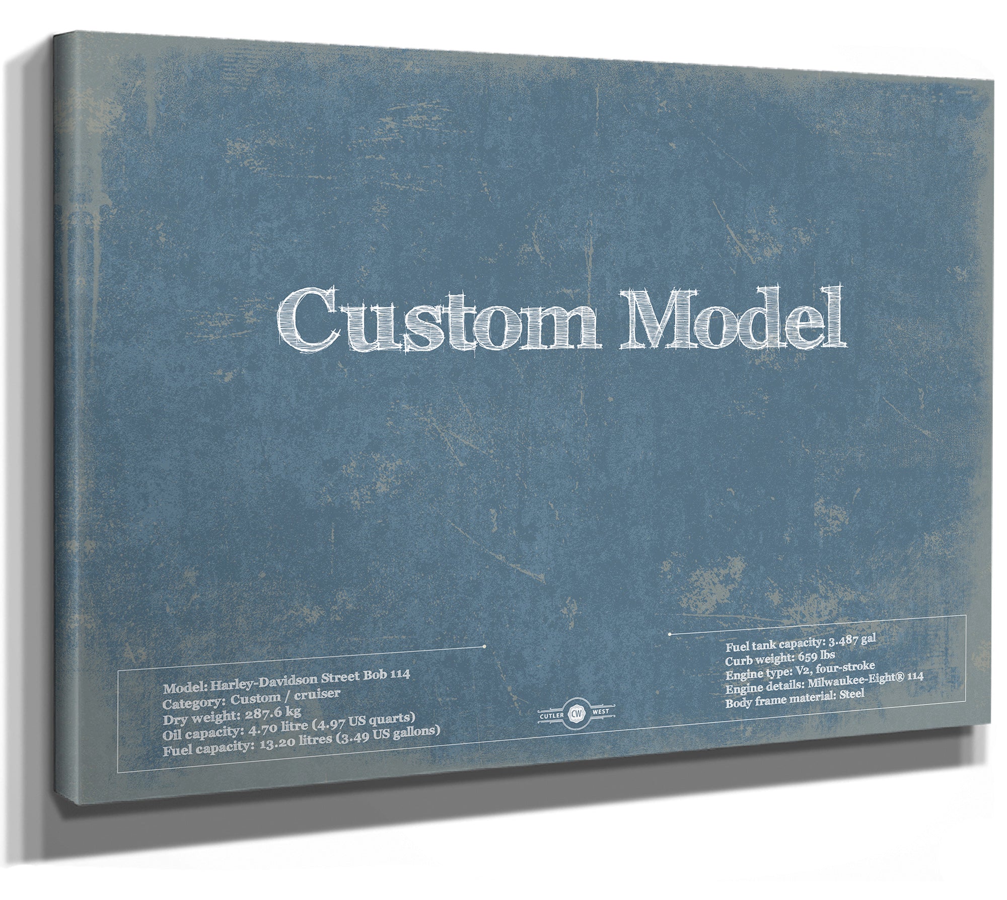 Custom Model Print, Gifts for Him, Original Blueprint Canvas, Framed, or Unframed Art