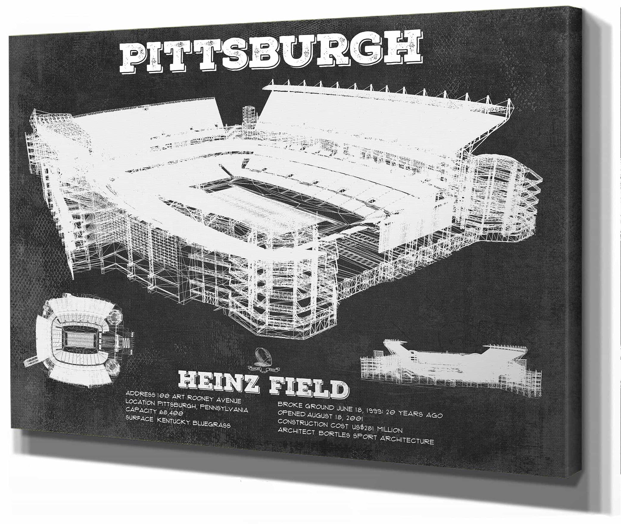 Pittsburgh Steelers Stadium Art - Heinz Field - Vintage Football Print