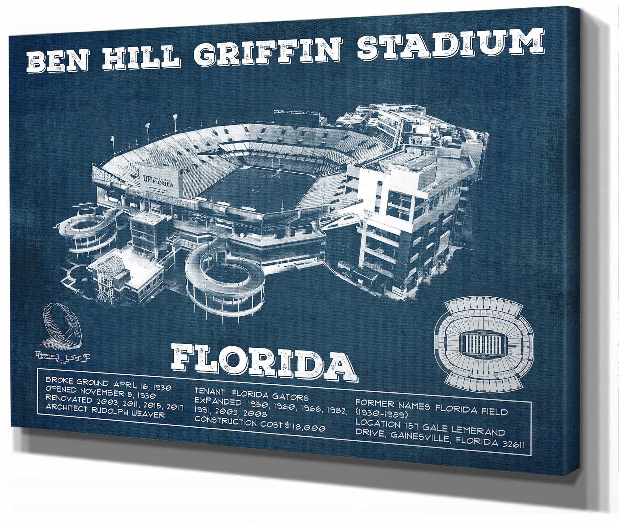 Ben Hill Griffin Stadium Art - University of Florida Gators Vintage Stadium Art Print