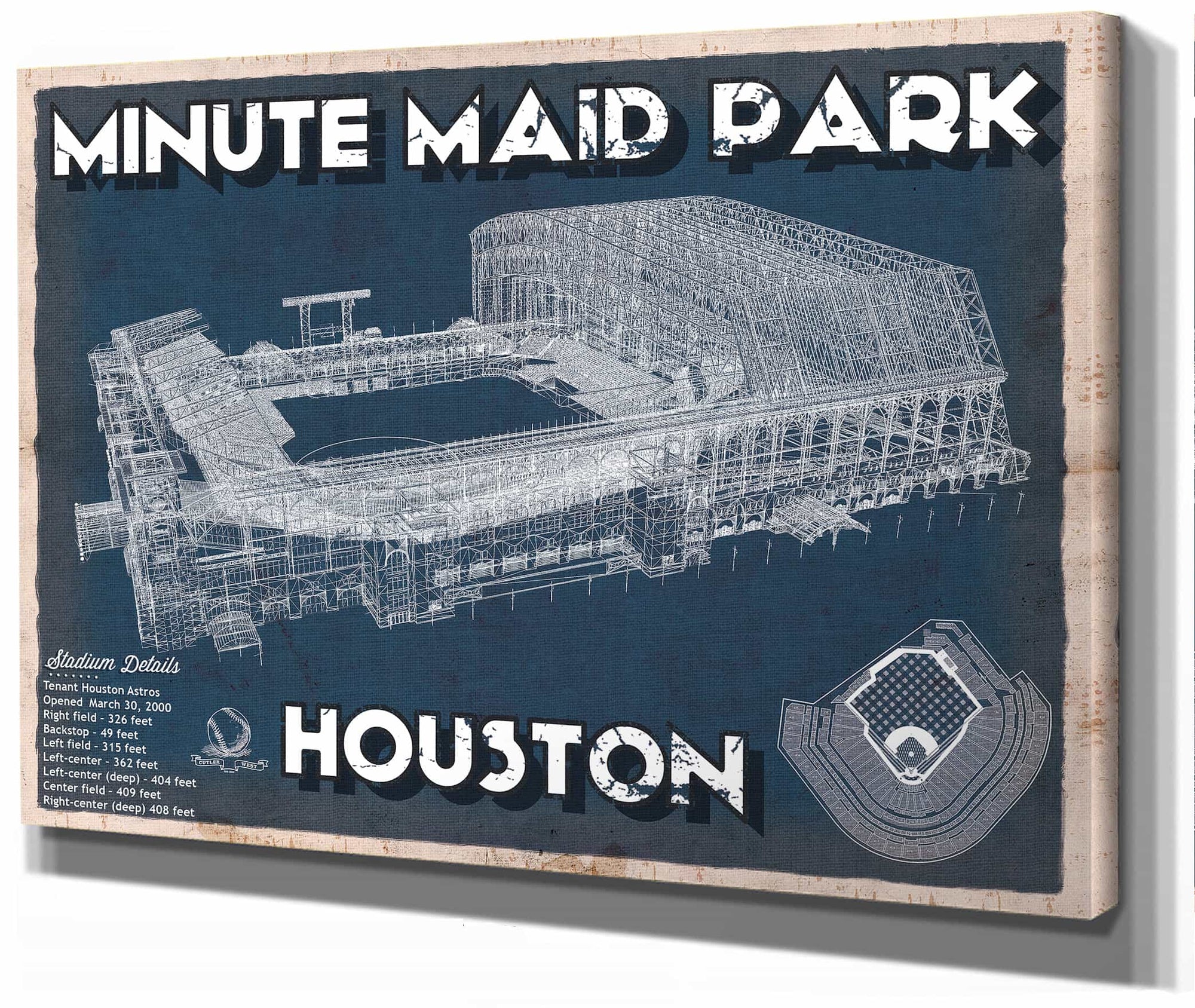 Houston Astros Minute Maid Park Team Color Vintage Baseball Fan Print