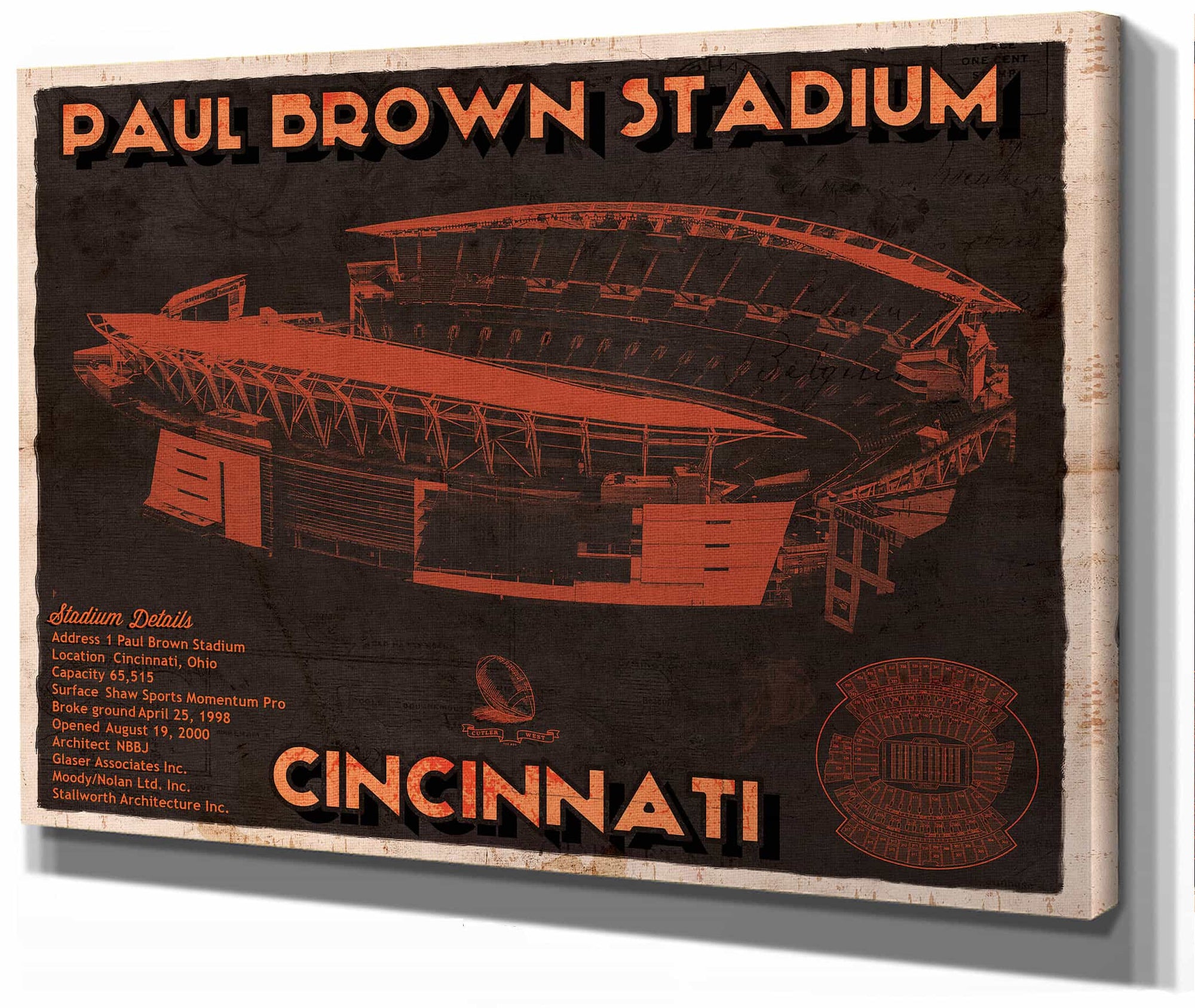 Cincinnati Bengals Paul Brown Stadium - Vintage Football Print