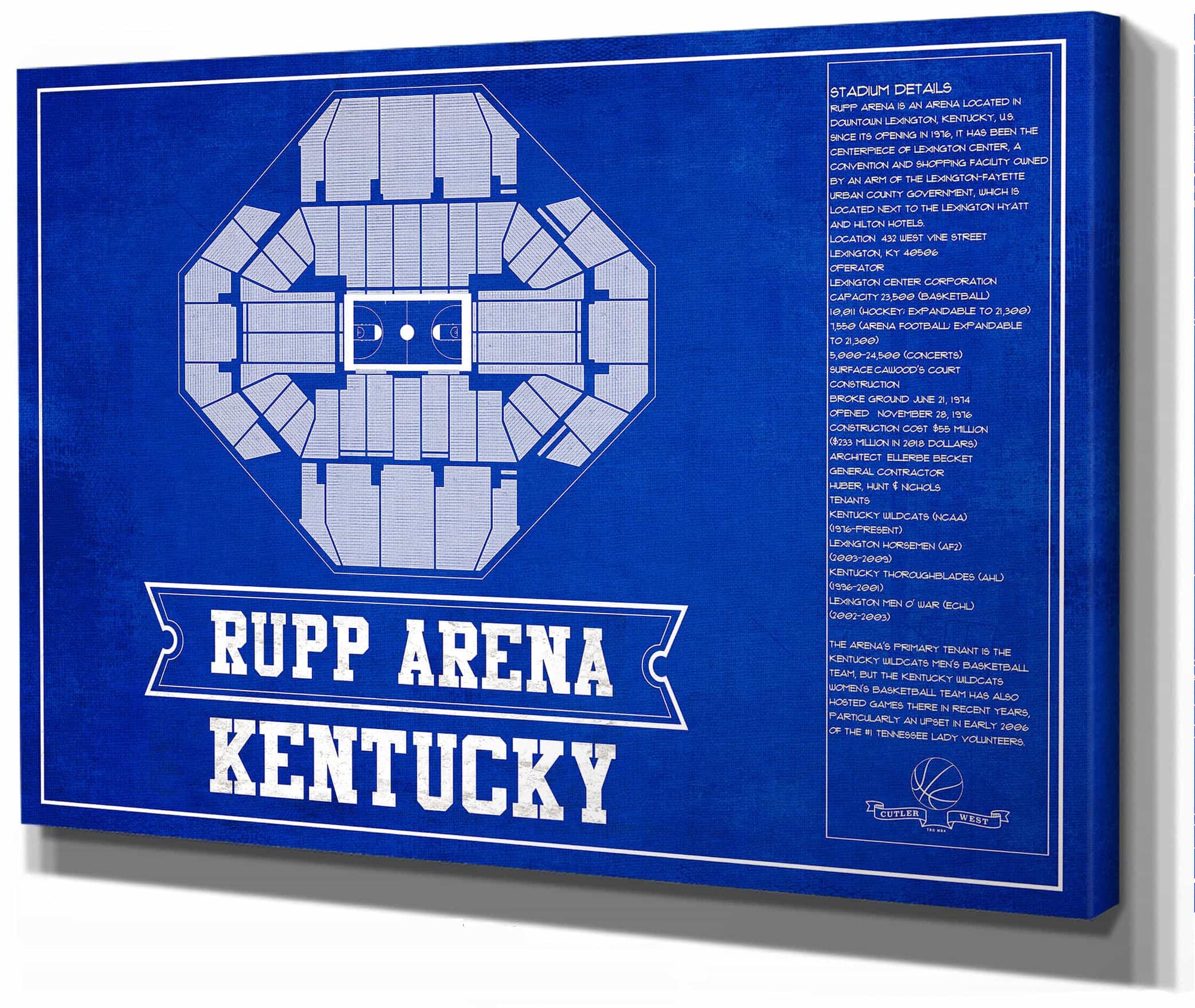 Kentucky Wildcats - Rupp Arena Seating Chart - College Basketball Blueprint Team Color Art