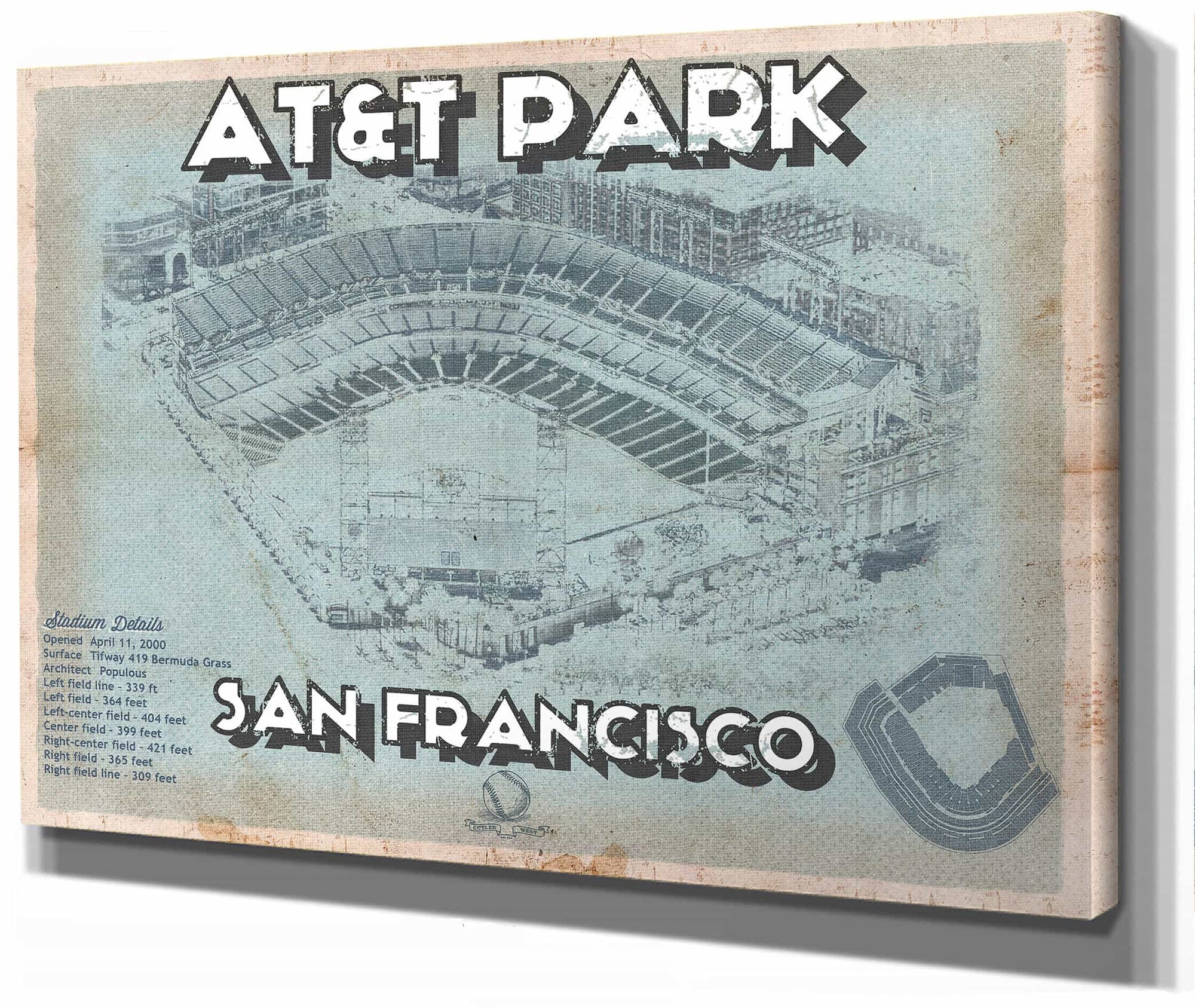 San Francisco Giants - AT&T Park Vintage Baseball Print