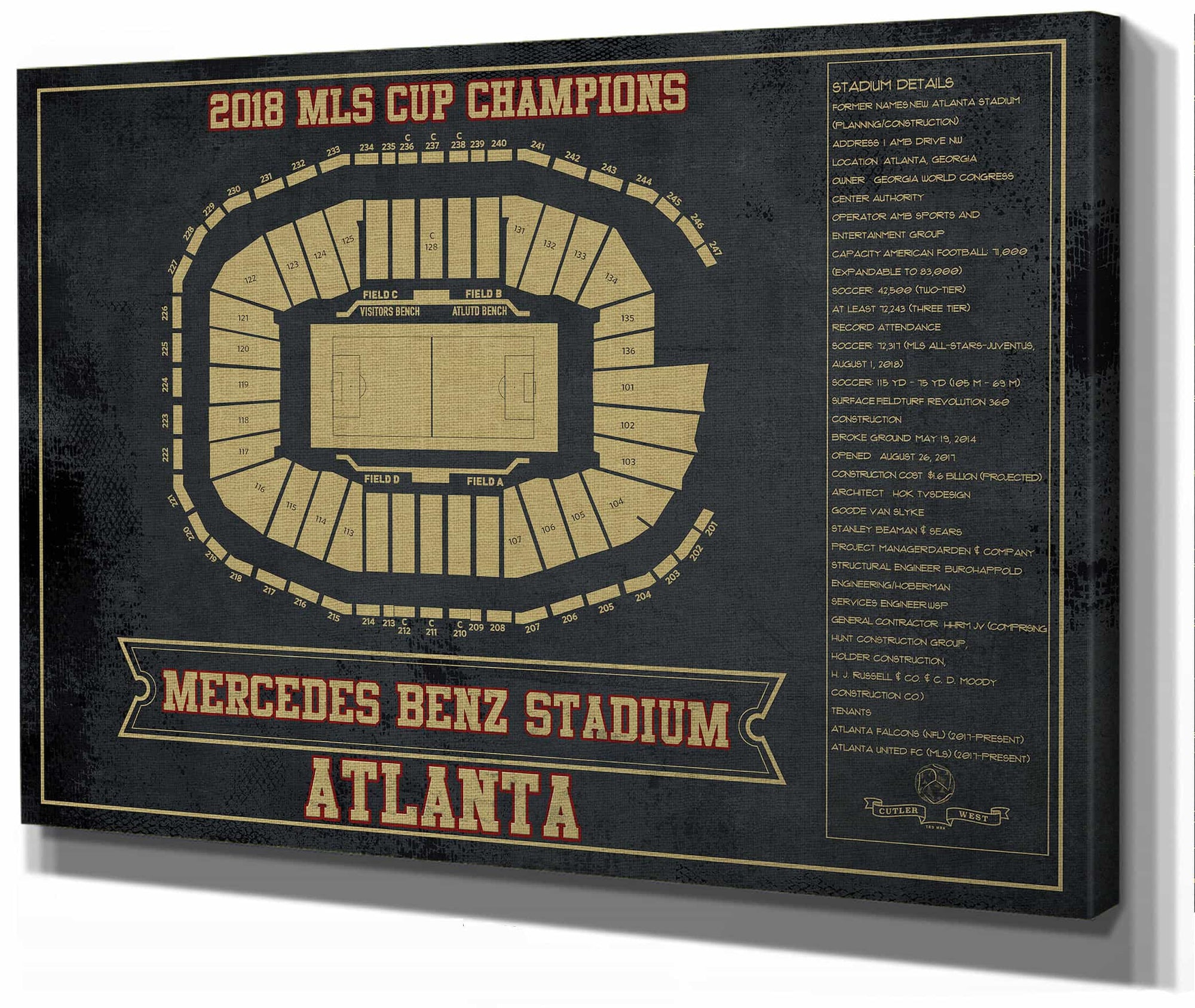 Atlanta United F.C. - Mercedes-Benz Stadium Stadium Vintage Soccer Print