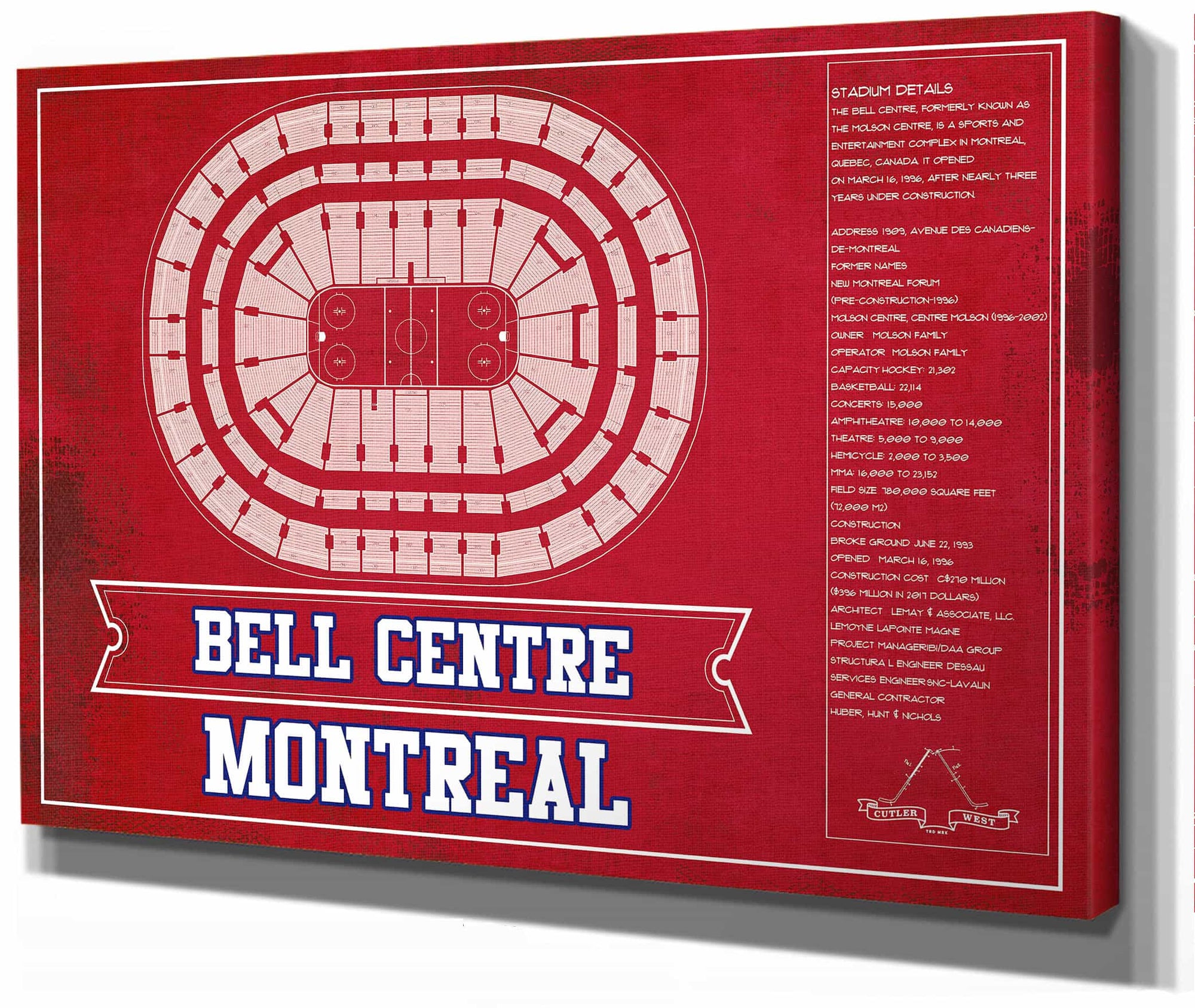 Montreal Canadiens Bell Centre Seating Chart - Vintage Hockey Team Color Print