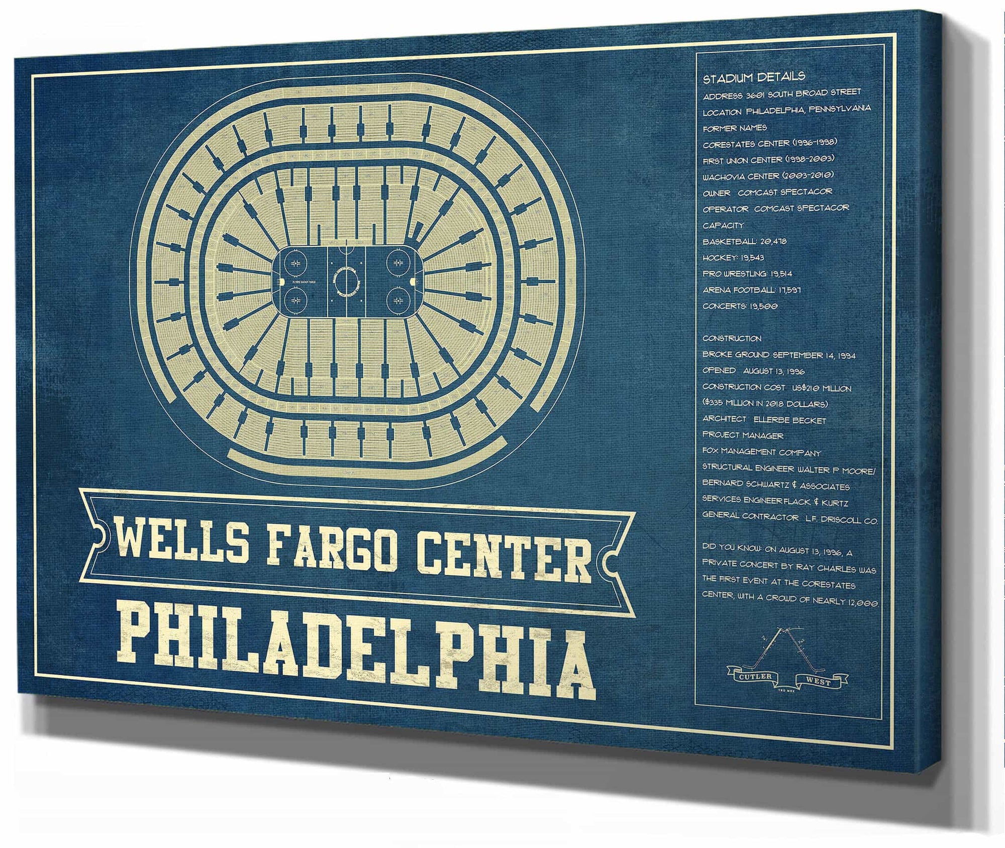Philadelphia Flyers Wells Fargo Center Philadelphia Seating Chart - Vintage Hockey Team Color Print