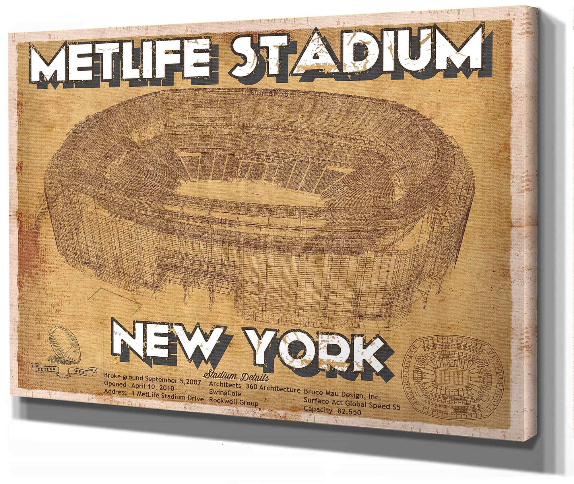 MetLife Stadium Vintage New York - Vintage Football Print