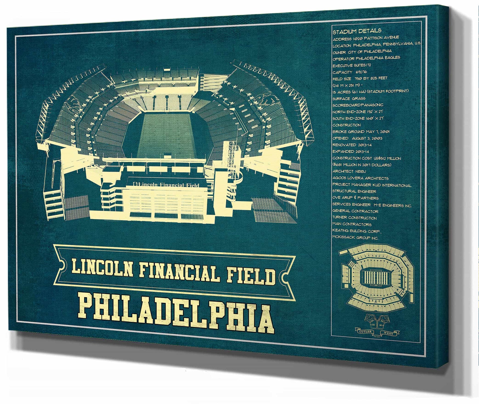 Philadelphia Eagles Lincoln Financial Field - Vintage Football Print