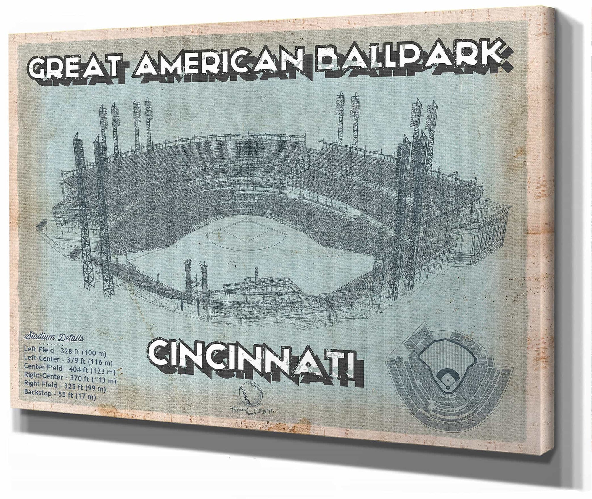 Cincinnati Reds Great American Ballpark Seating Chart - Vintage Baseball Fan Print