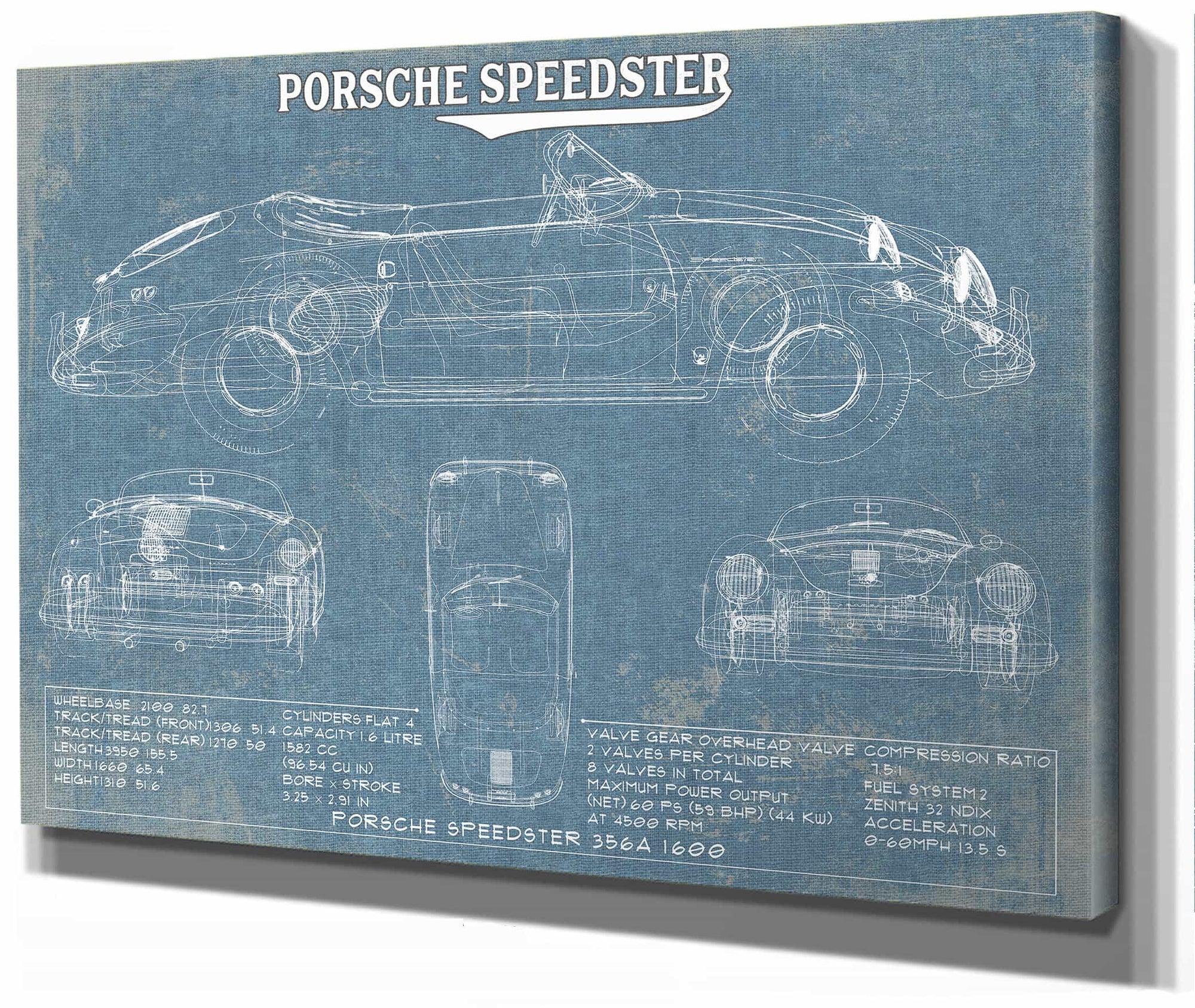 Porsche Speedster 356A 1600 - Vintage Auto Print