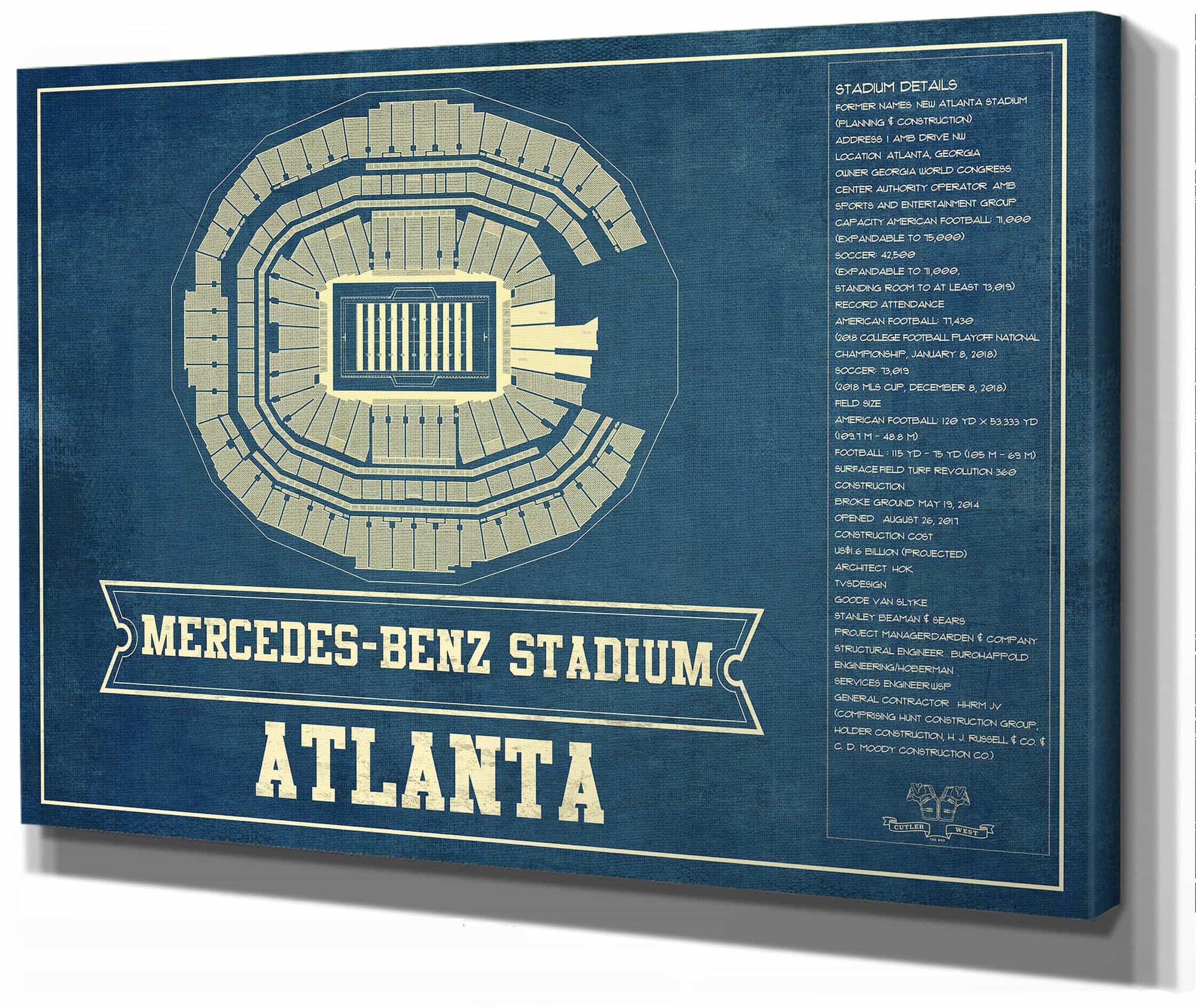 Atlanta Falcons - Mercedes-Benz Stadium - Vintage Football Print