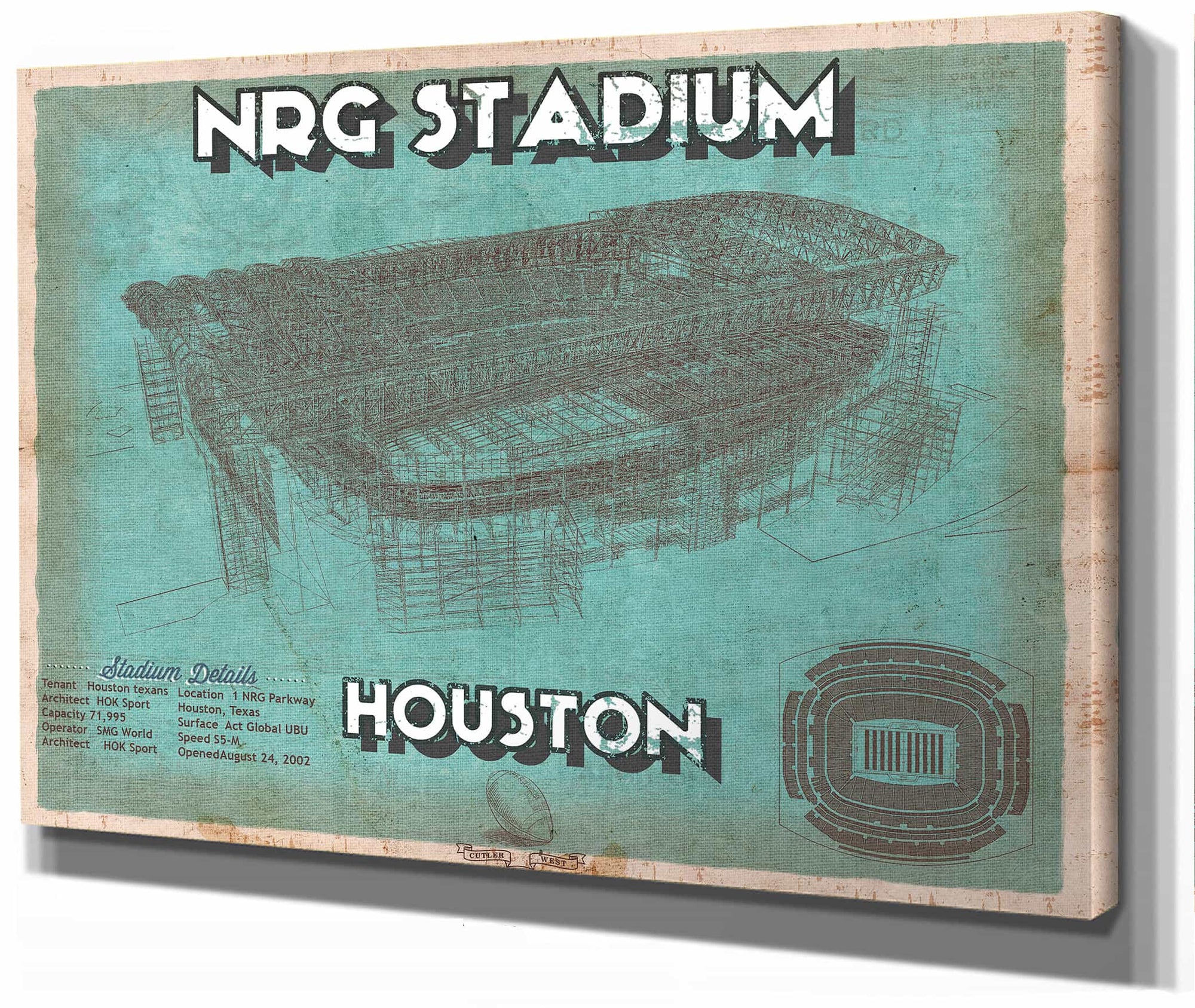 Houston Texans NRG Stadium Vintage Football Print