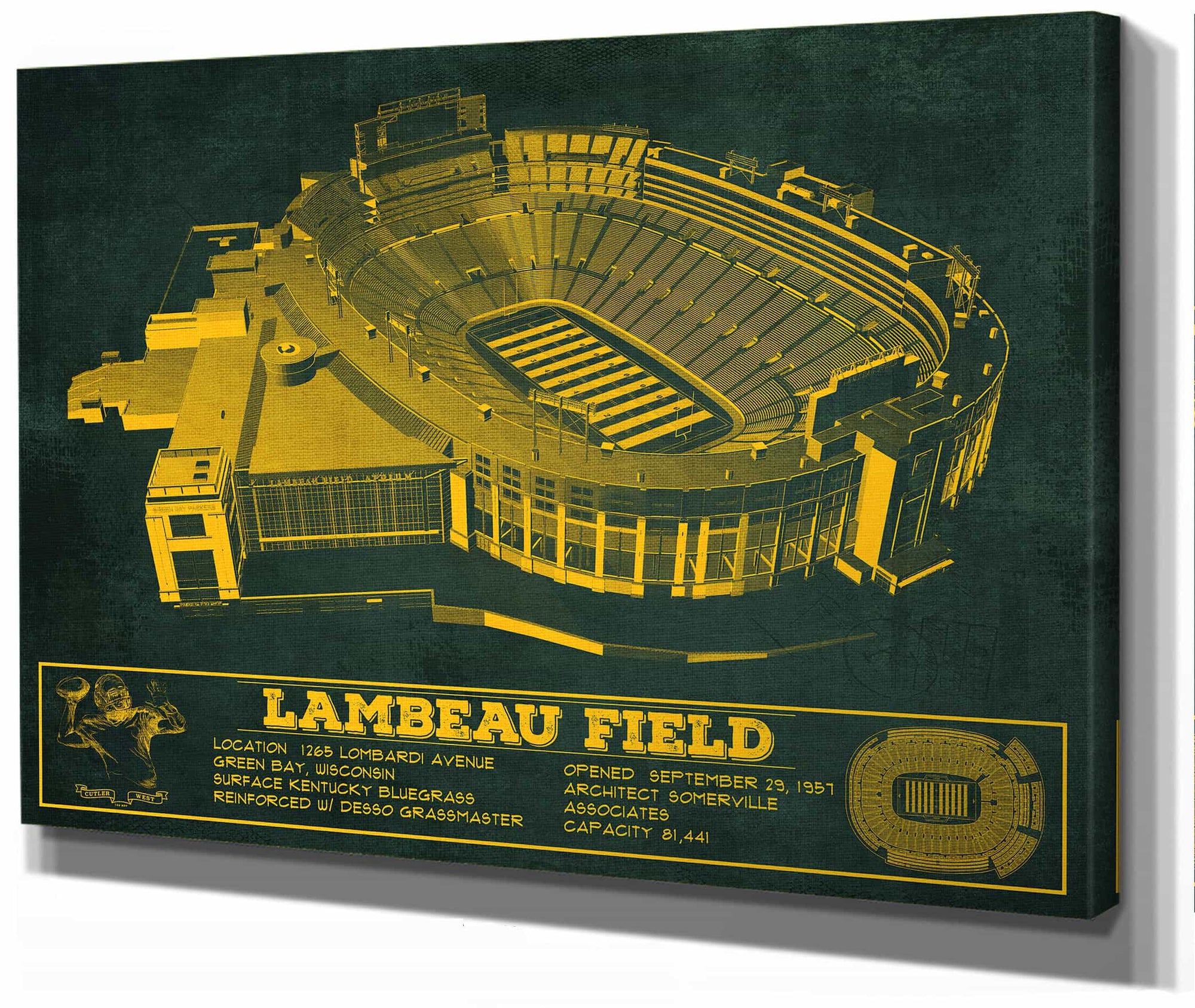 Green Bay Packers - Lambeau Field Team Color Vintage Football Print