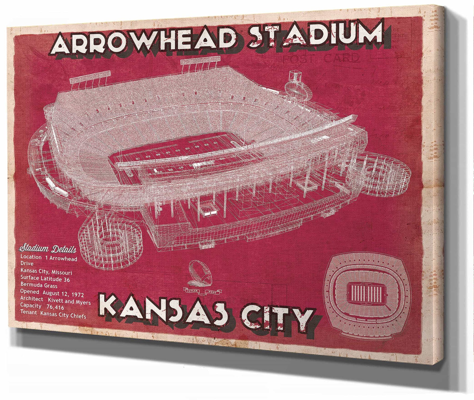 Kansas City Chiefs Arrowhead Stadium Vintage Football Print