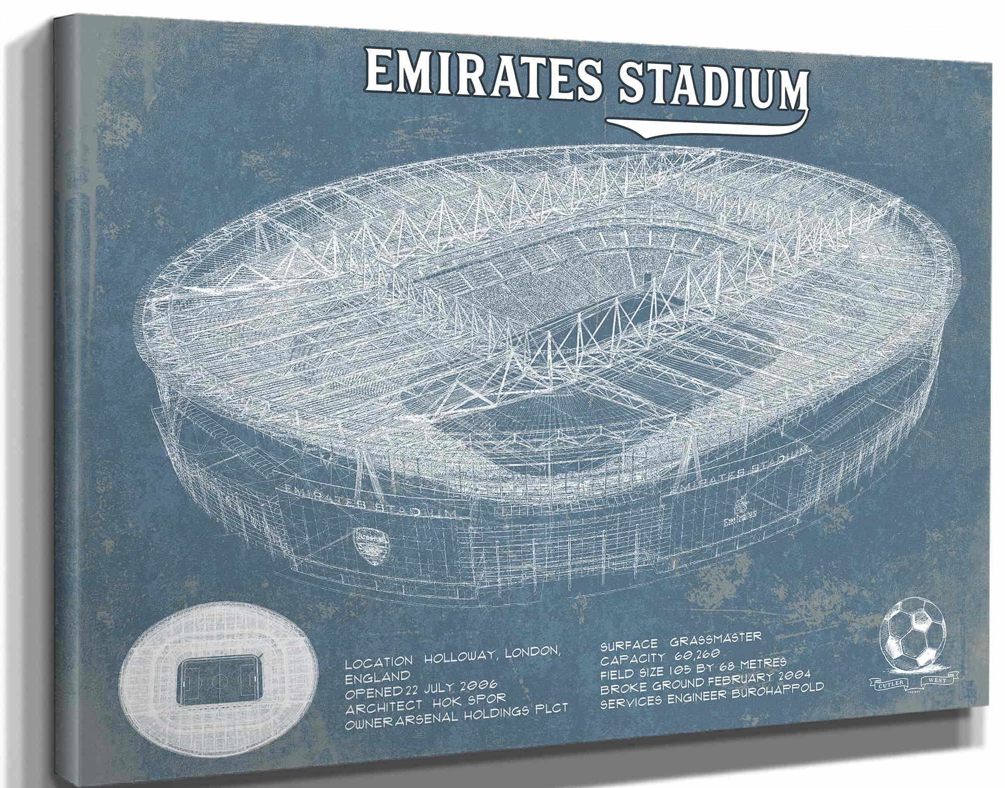 Arsenal Football Club Emirates Stadium Soccer Vintage Print