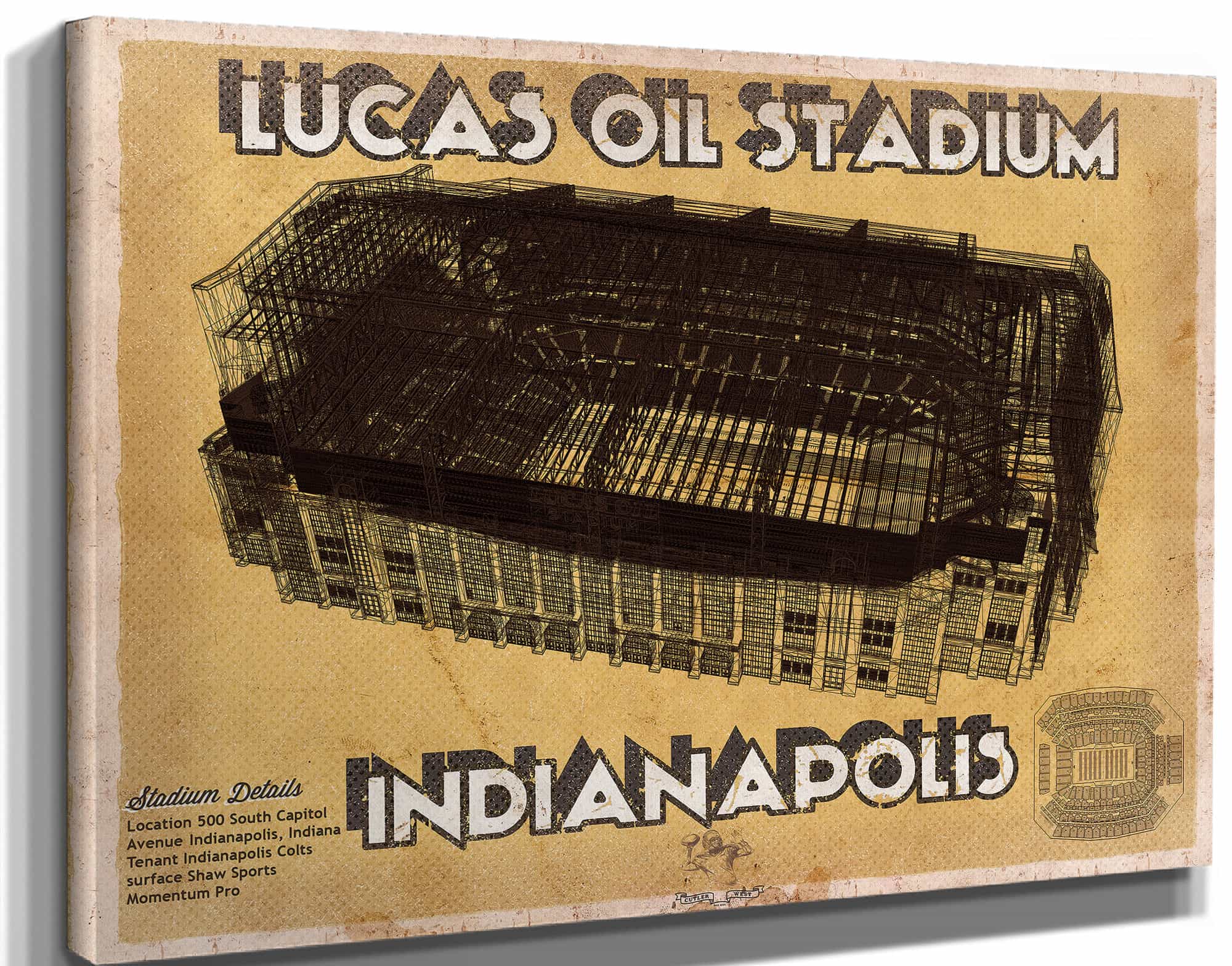 Indianapolis Colts Lucas Oil Stadium Vintage Football Print