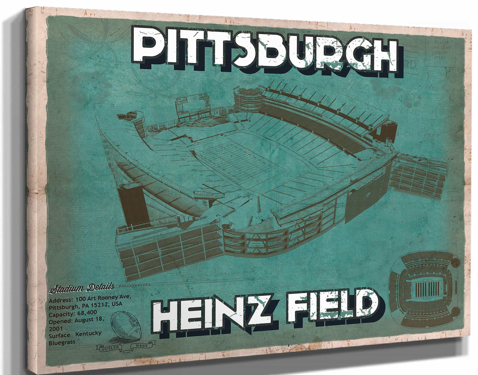 Pittsburgh Steelers Stadium - Heinz Field - Vintage Football Print