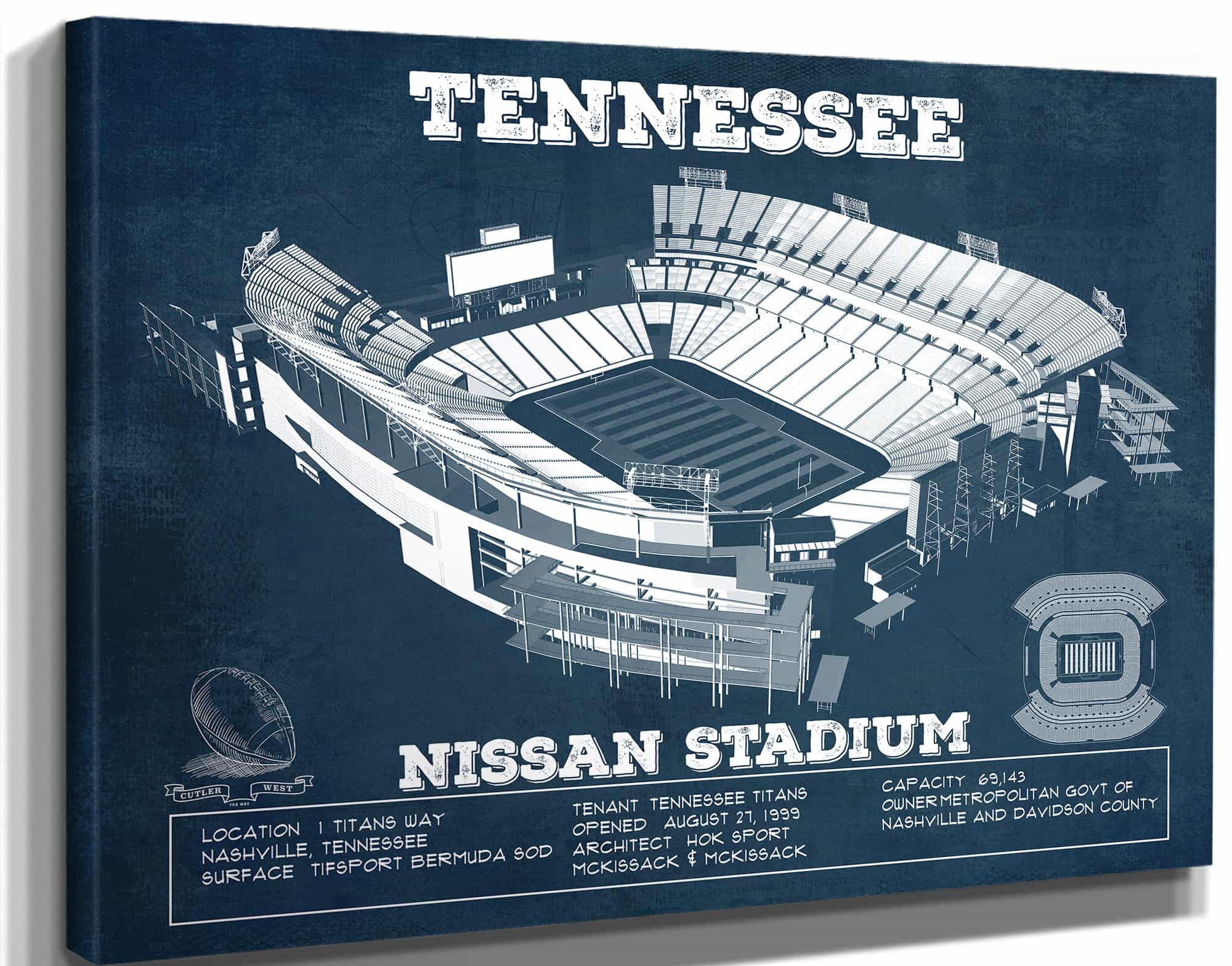 Tennessee Titans Nissan Stadium - Vintage Football Print 1