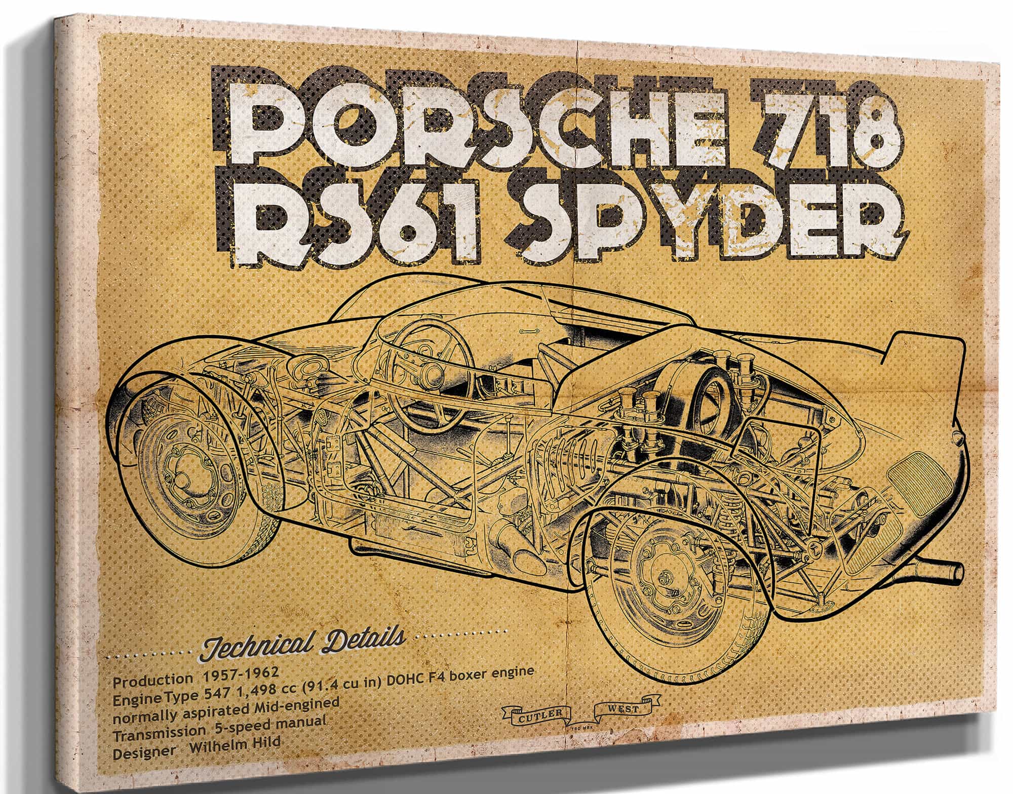 Porsche 718 Spyder Racing Sports Car Print