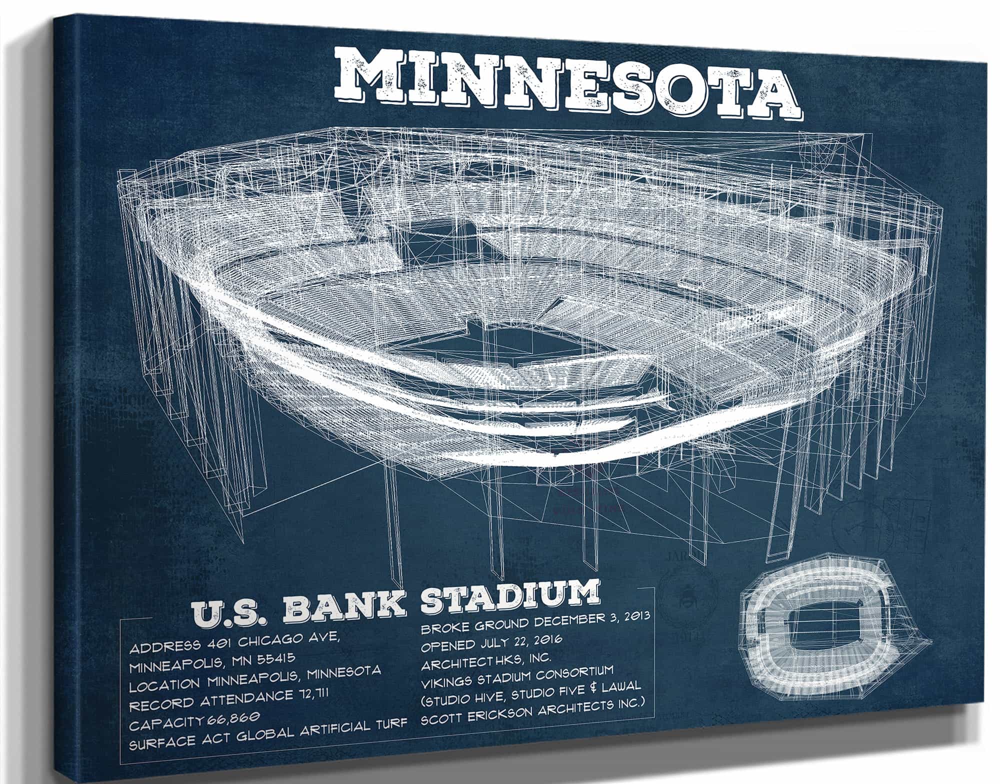 Vintage Minnesota Vikings - US Bank Stadium Wall Art