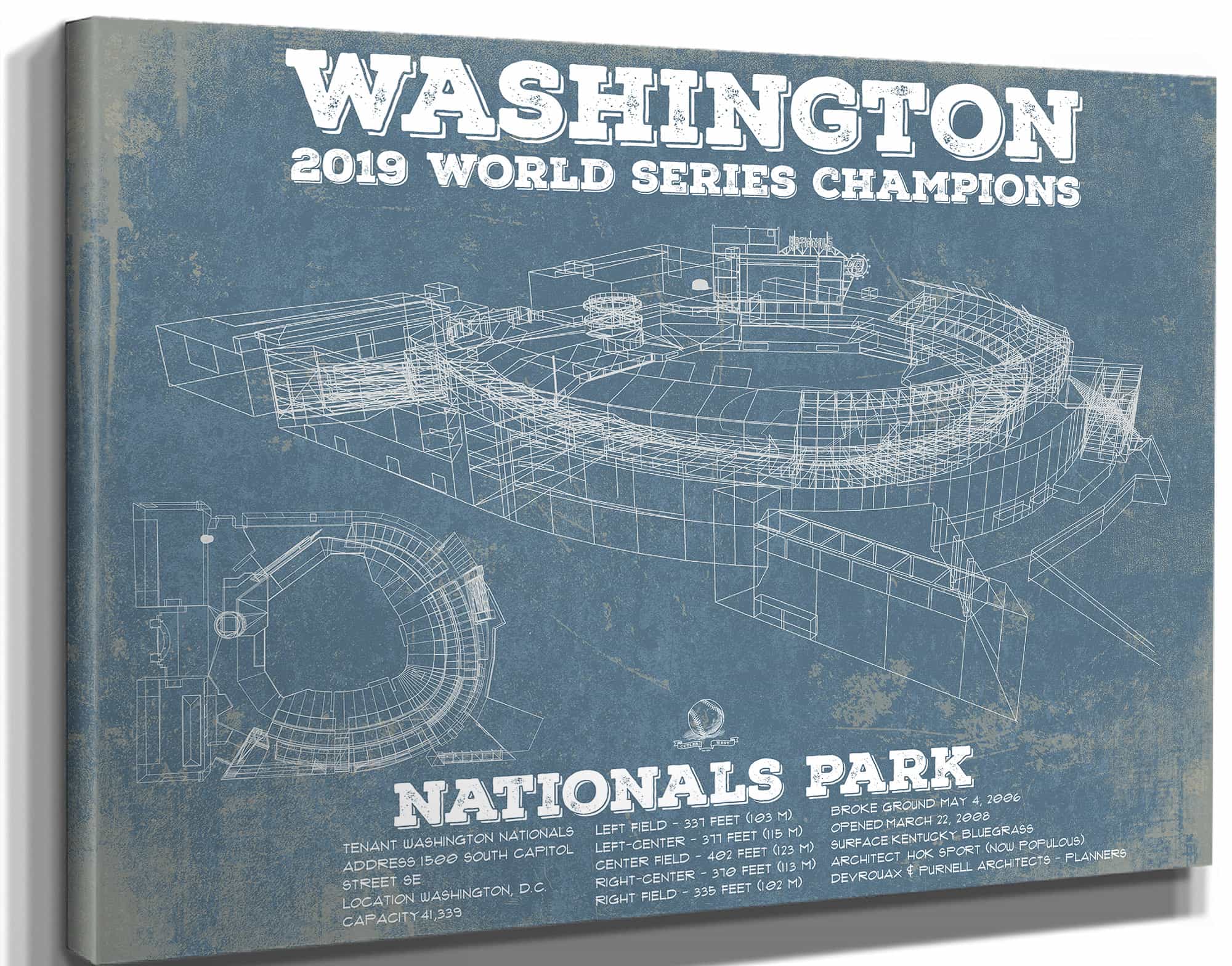 Washington Nationals - National Park Vintage Stadium Blue Print