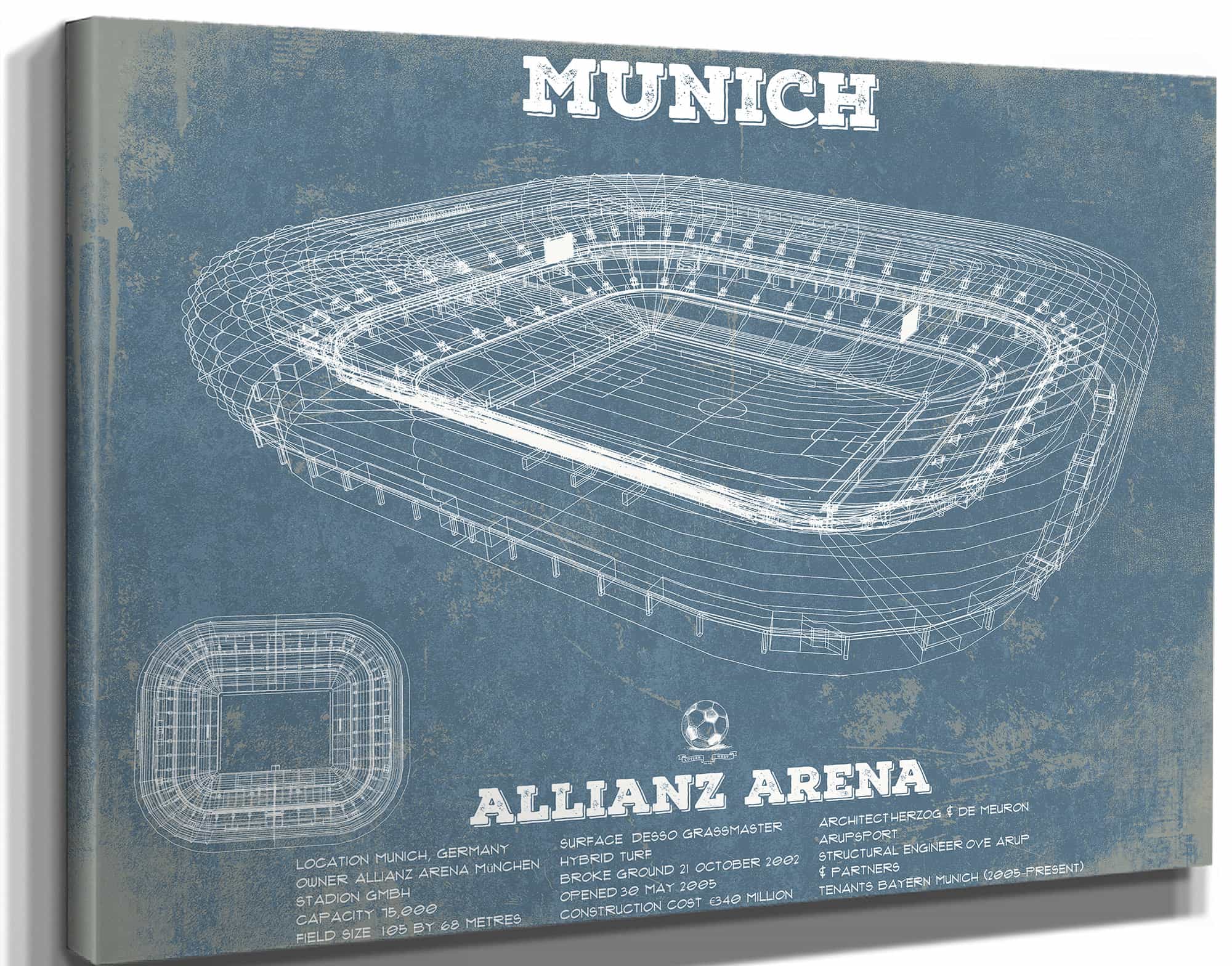 Bayern Munich FC Vintage Allianz Arena Soccer Print