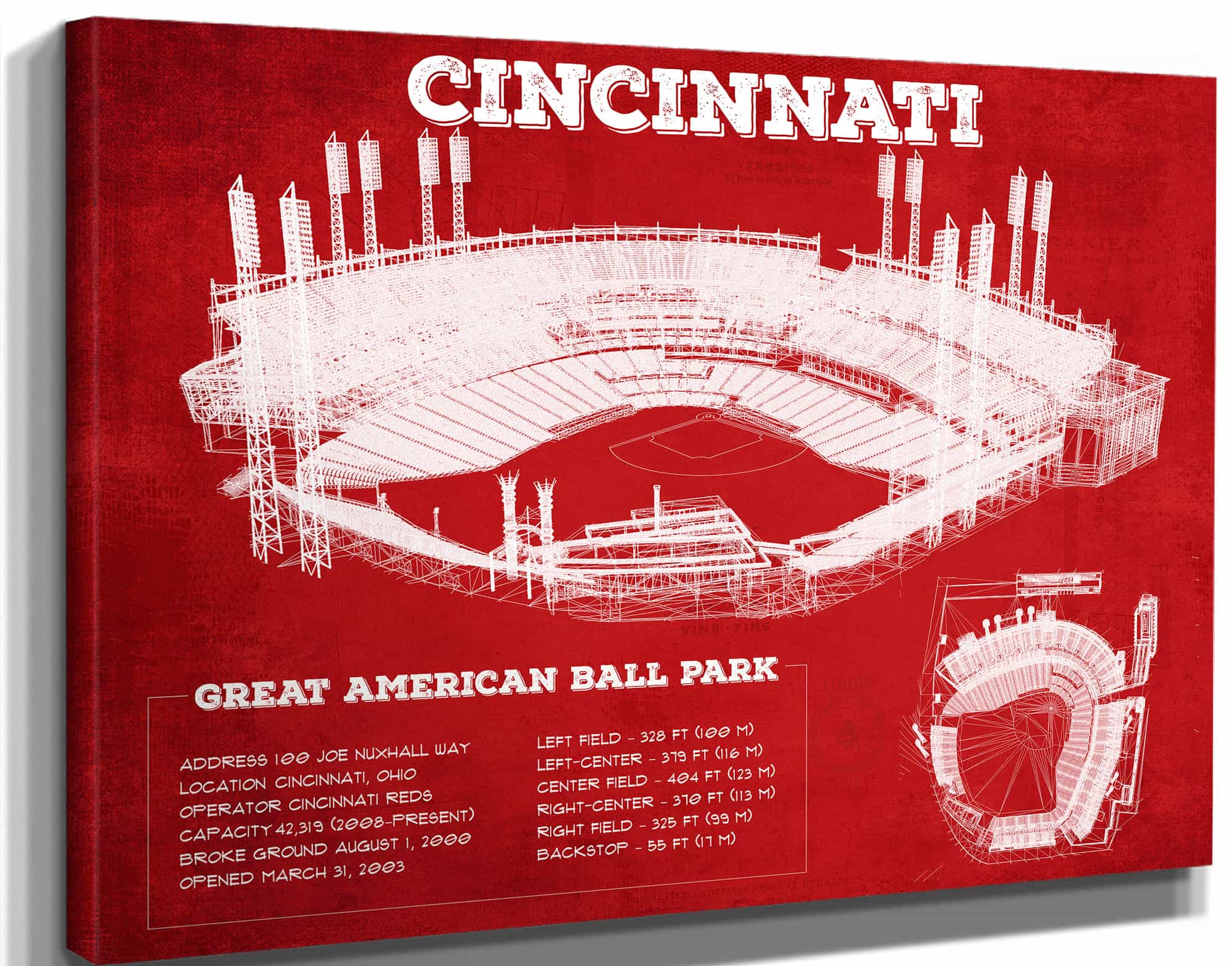 Great American Ballpark - Vintage Cincinnati Reds Baseball Print
