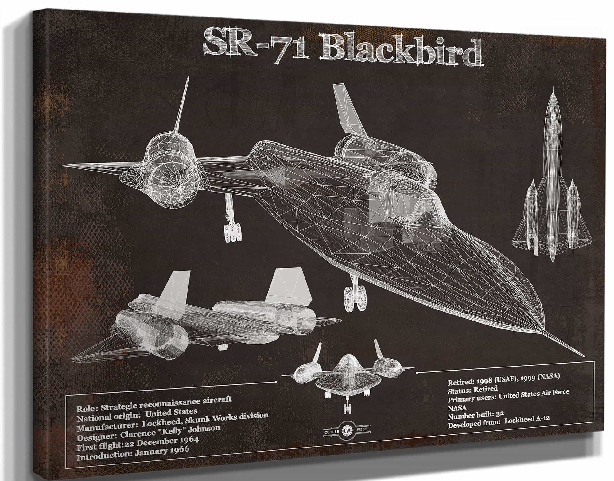 SR-71 Blackbird Black Version - Aircraft Original Military Wall Art