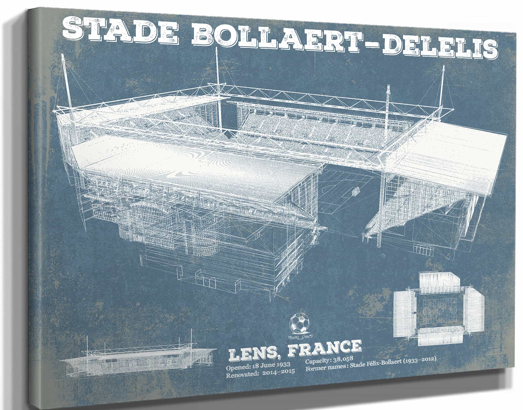 Vintage RC Lens Stade Bollaert-Delelis Stadium Soccer Print