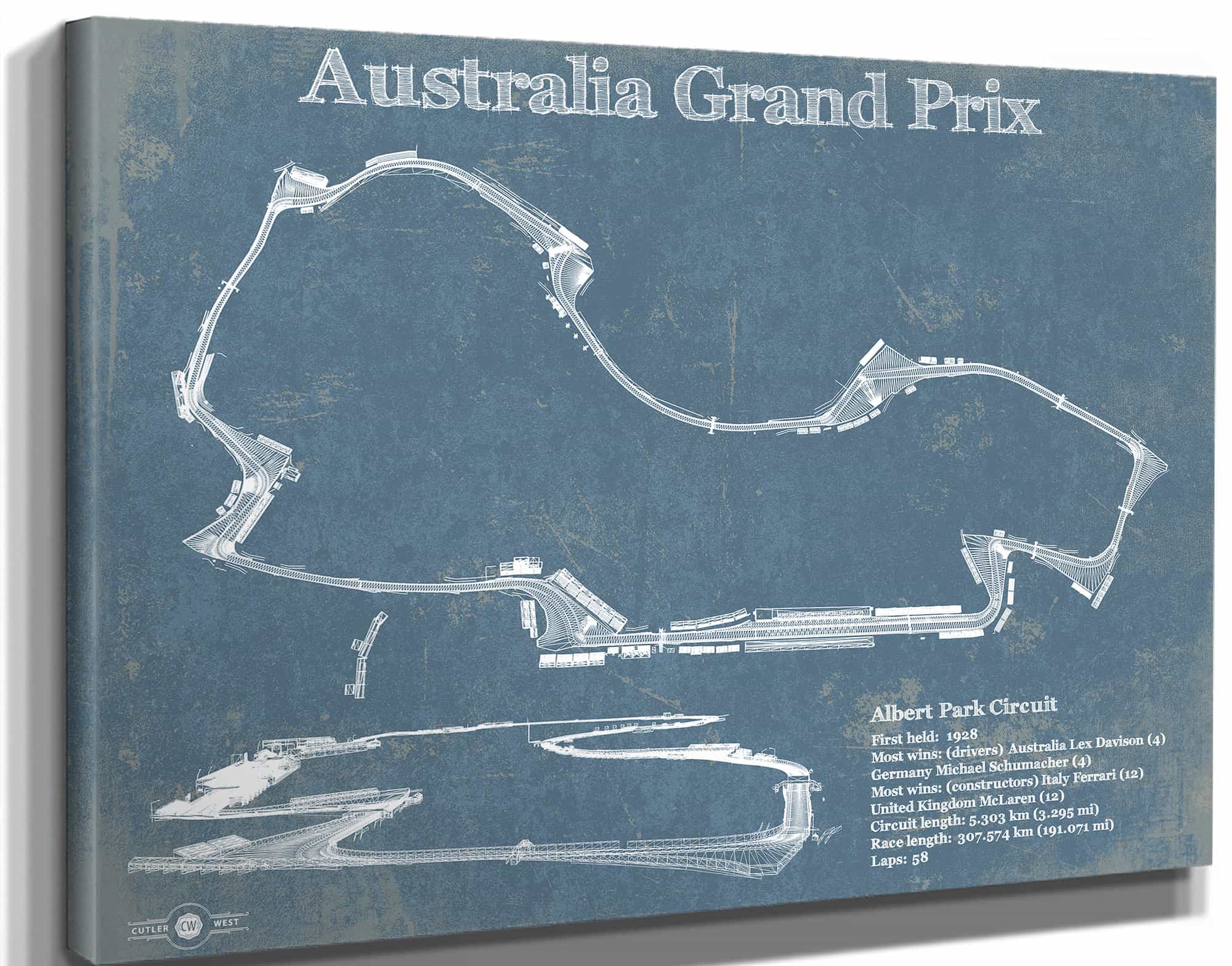 Australian Grand Prix Formula One Blueprint Race Track Print