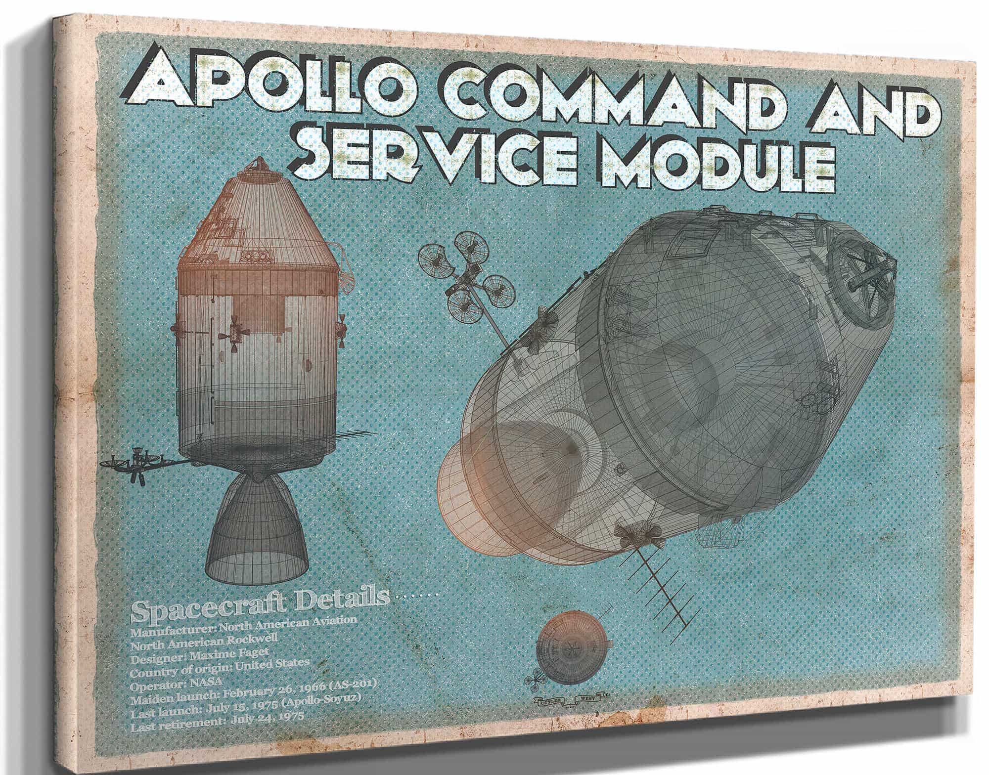 Apollo command and service module NASA Aviation Space Print