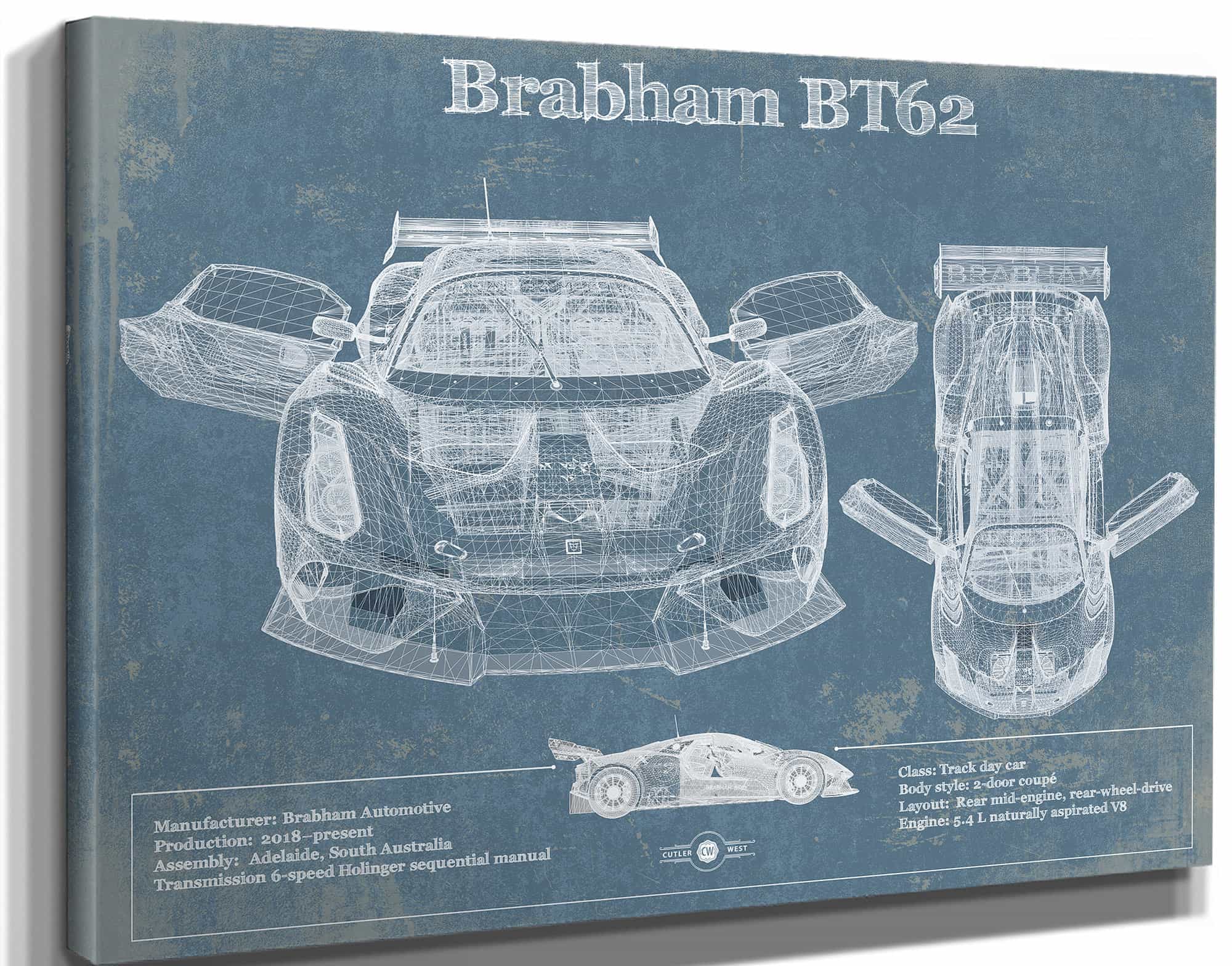 Brabham BT62 Blueprint Vintage Auto Print
