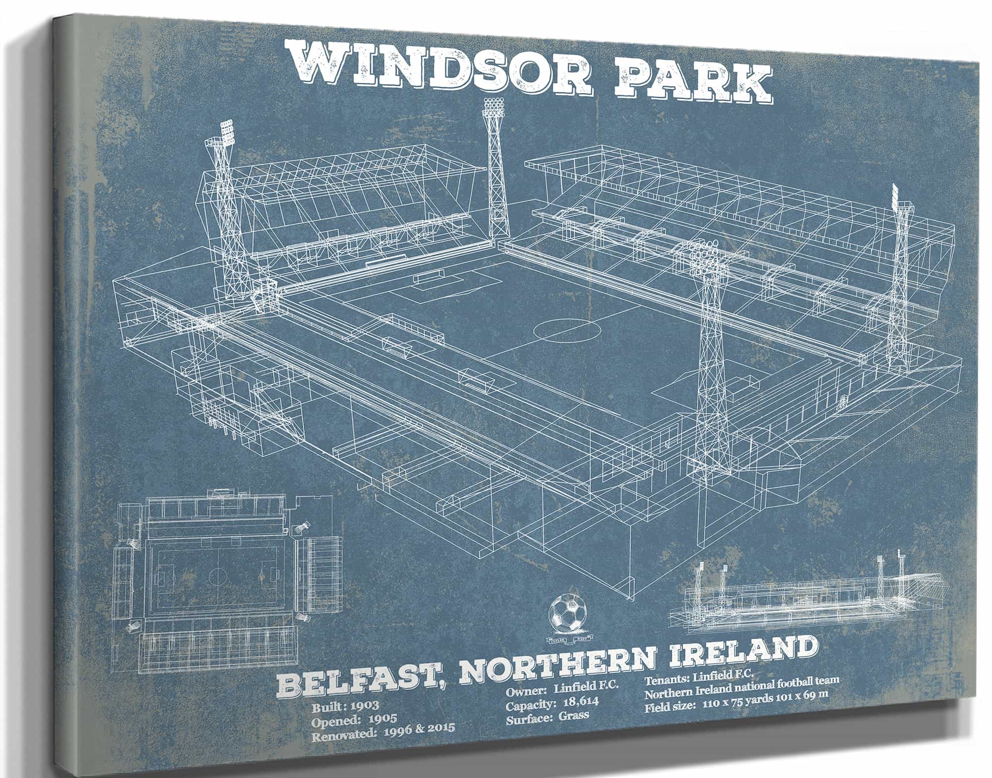 Linfield F.C. - Vintage Windsor Park North Ireland Soccer Print
