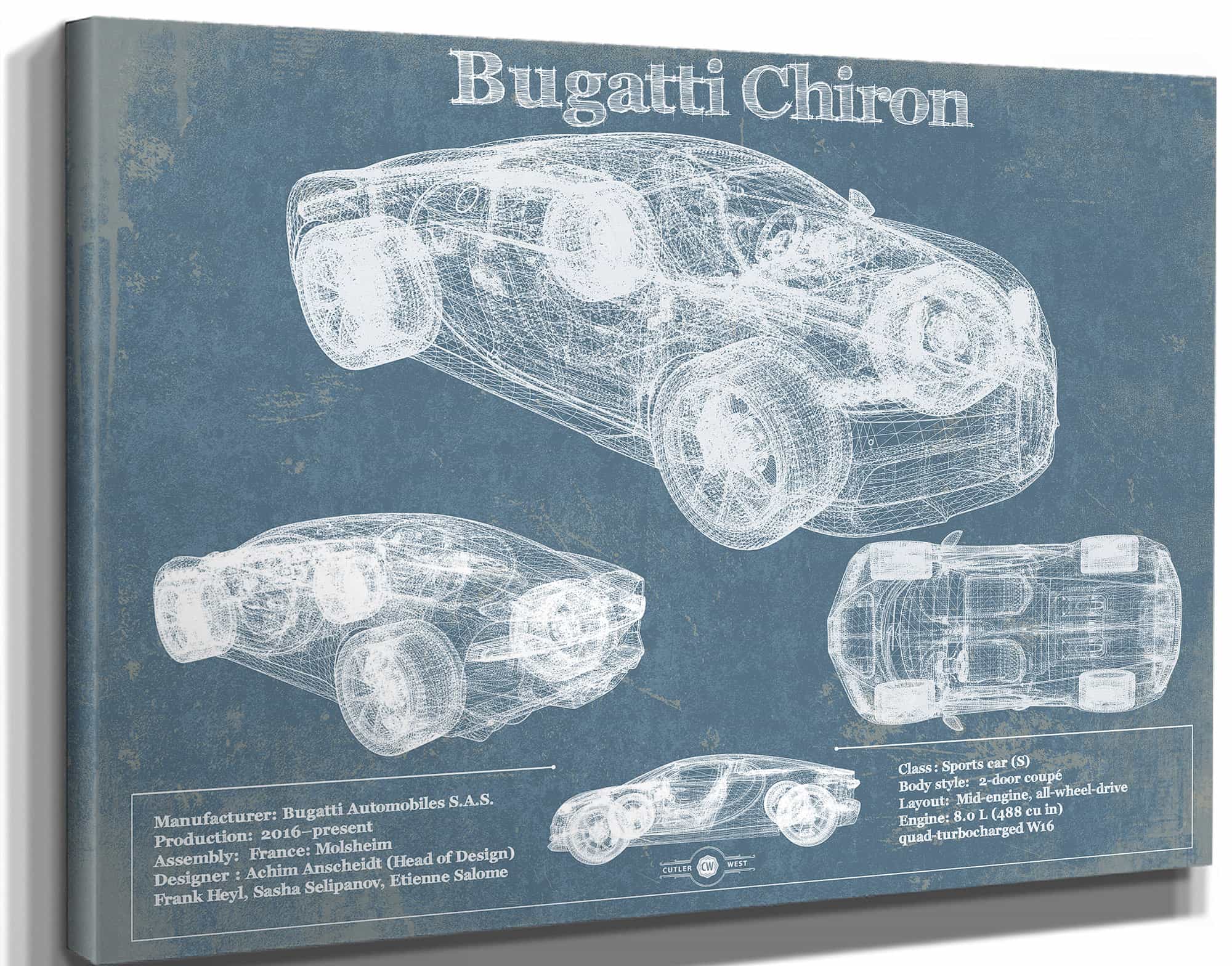Bugatti Chiron Vintage Sports Car Print