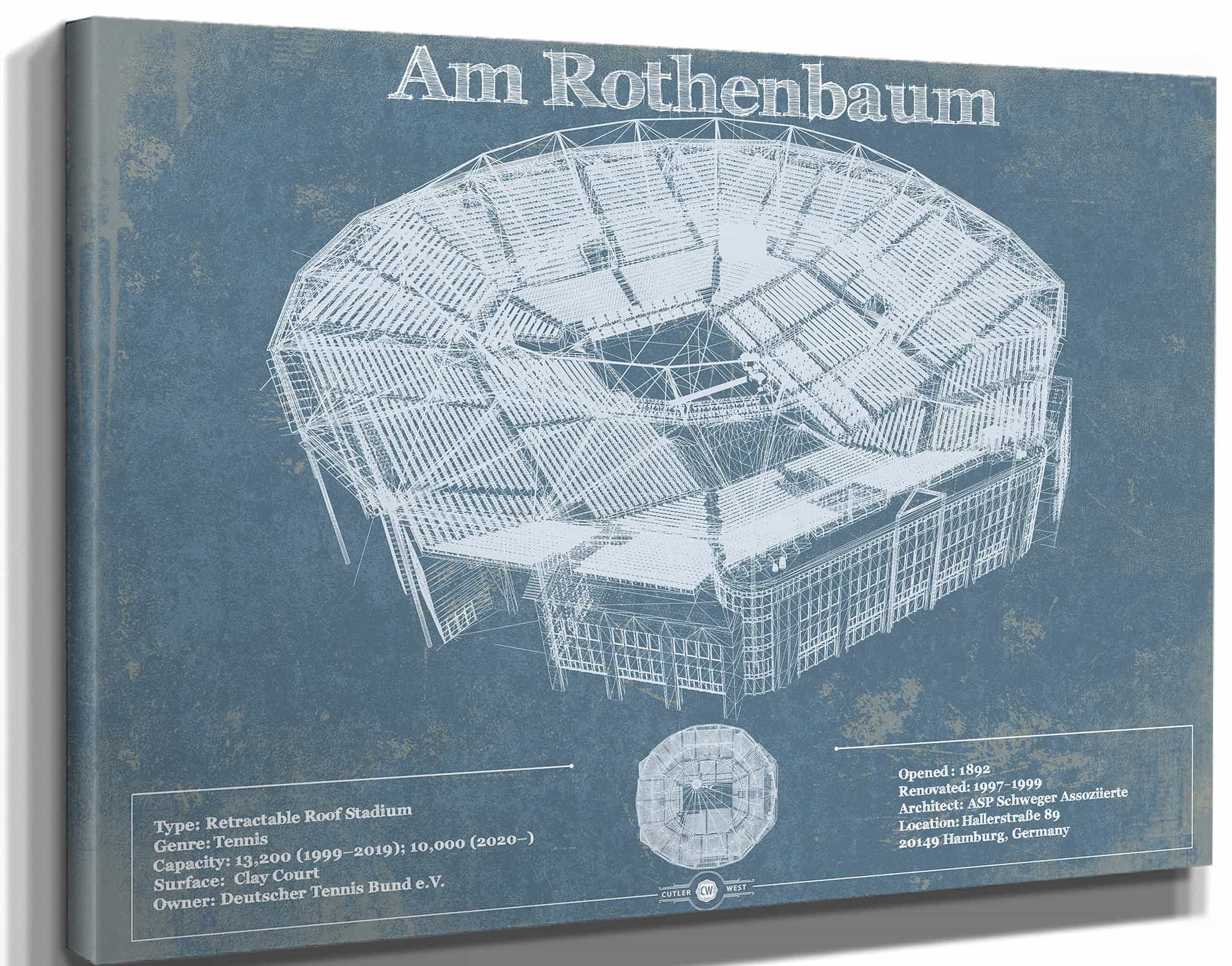 Tennisstadion Am Rothenbaum - German Open Tennis Championships Blueprint Vintage Print
