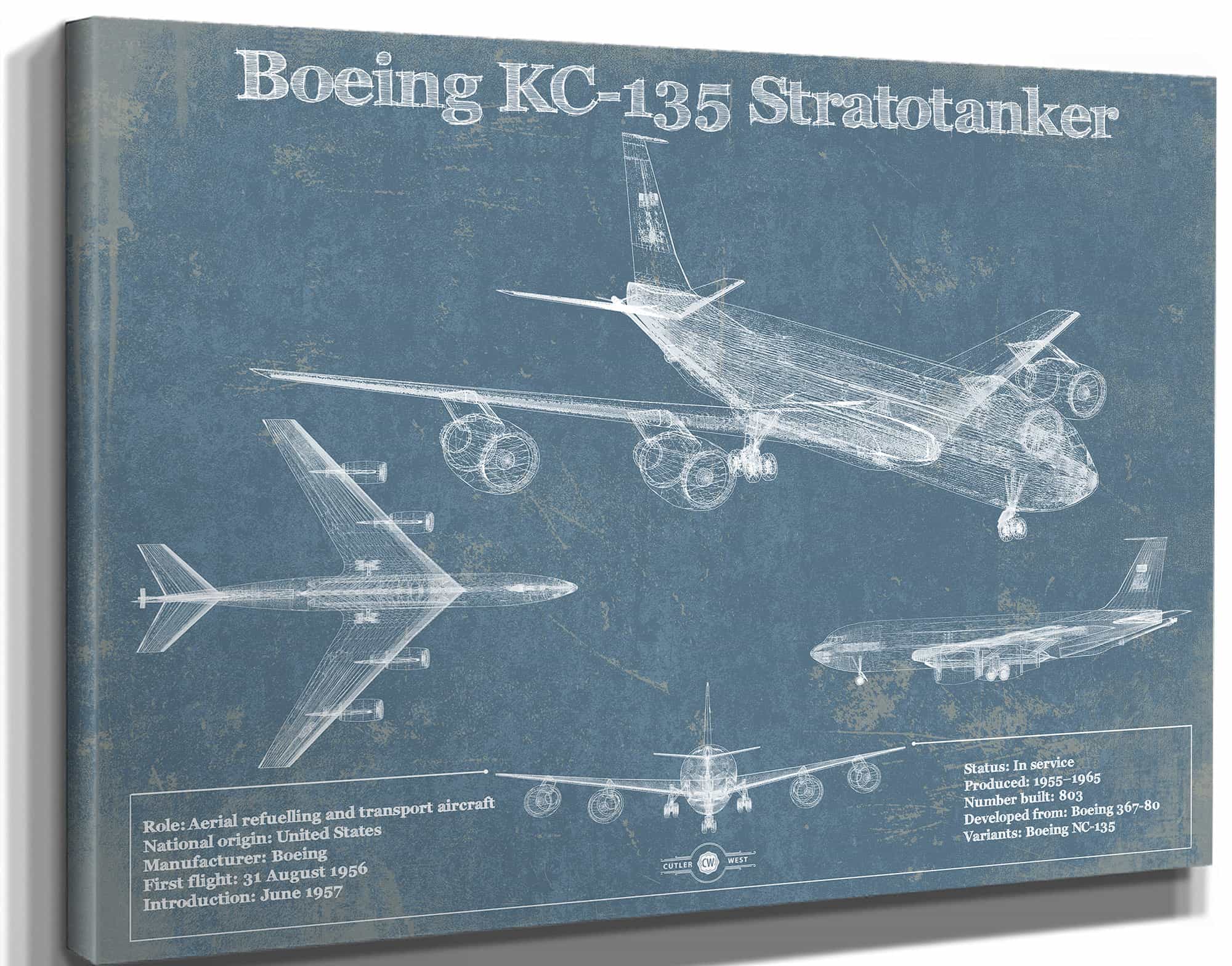 Boeing KC-135 Stratotanker Aviation Blueprint Print - Custom Pilot Name Can Be Added