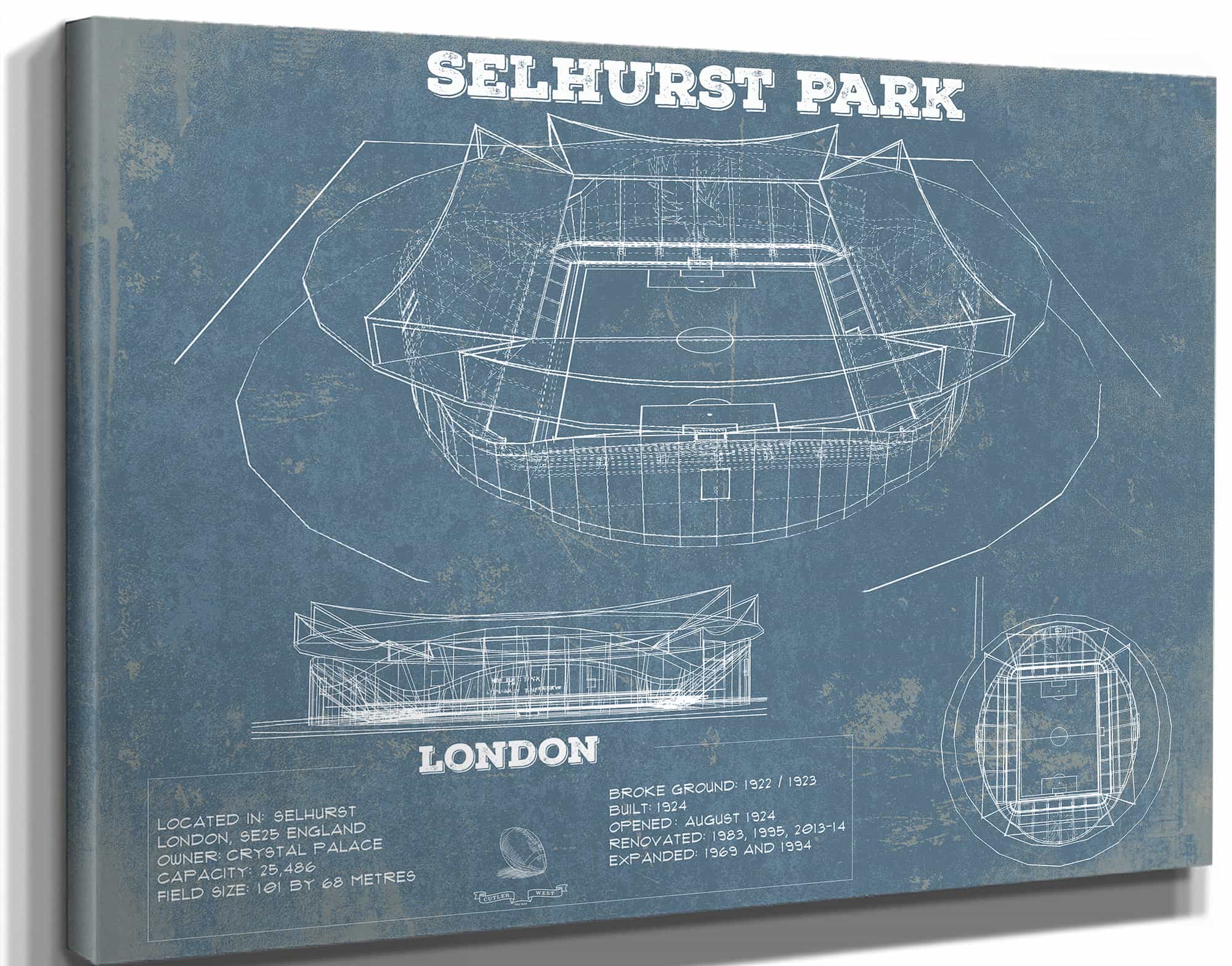 Selhurst Park Stadium A New Crystal Palace Blueprint Vintage Soccer Print