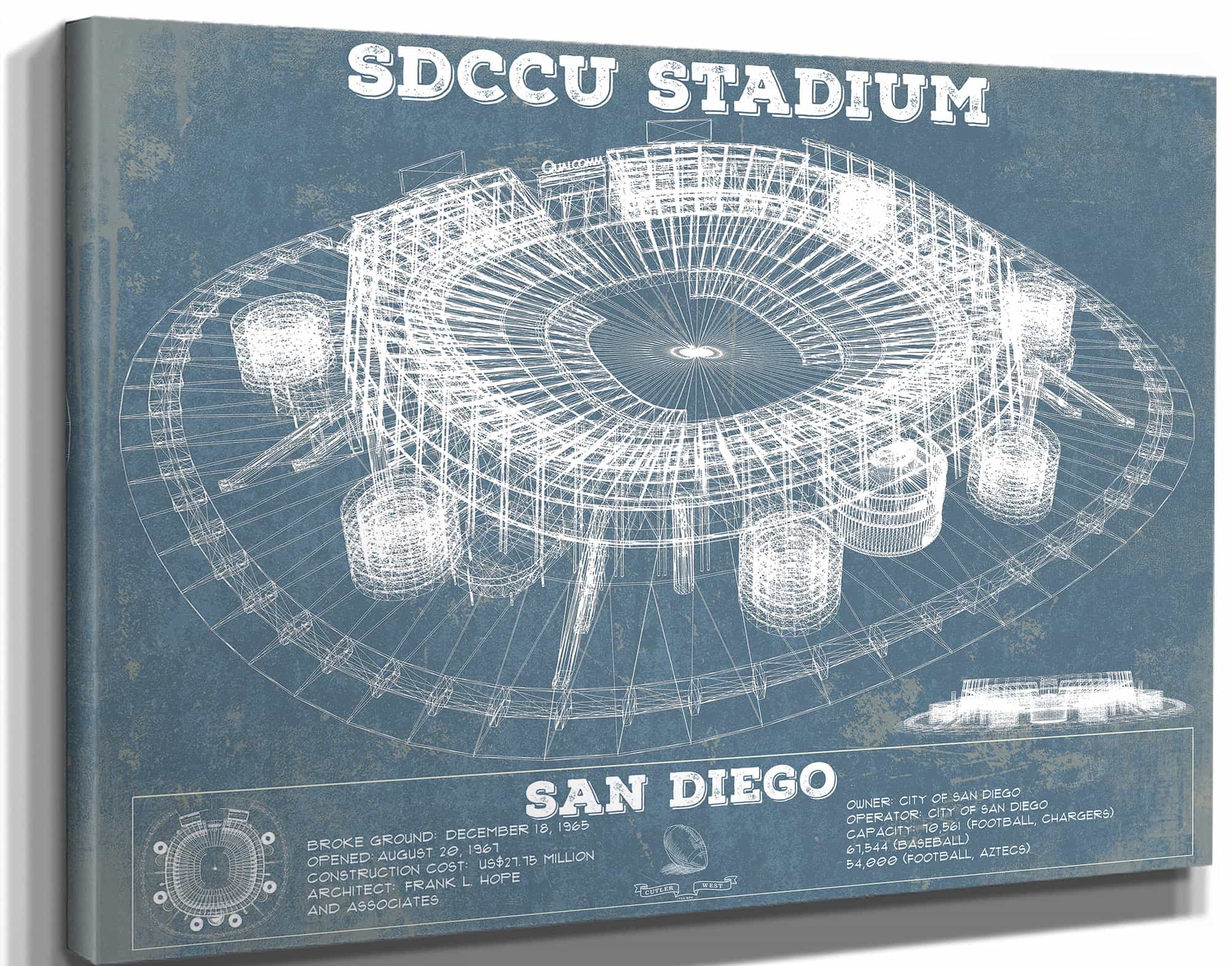SDCCU Stadium Qualcomm San Diego Stadium - Vintage San Diego State Aztecs Football Print